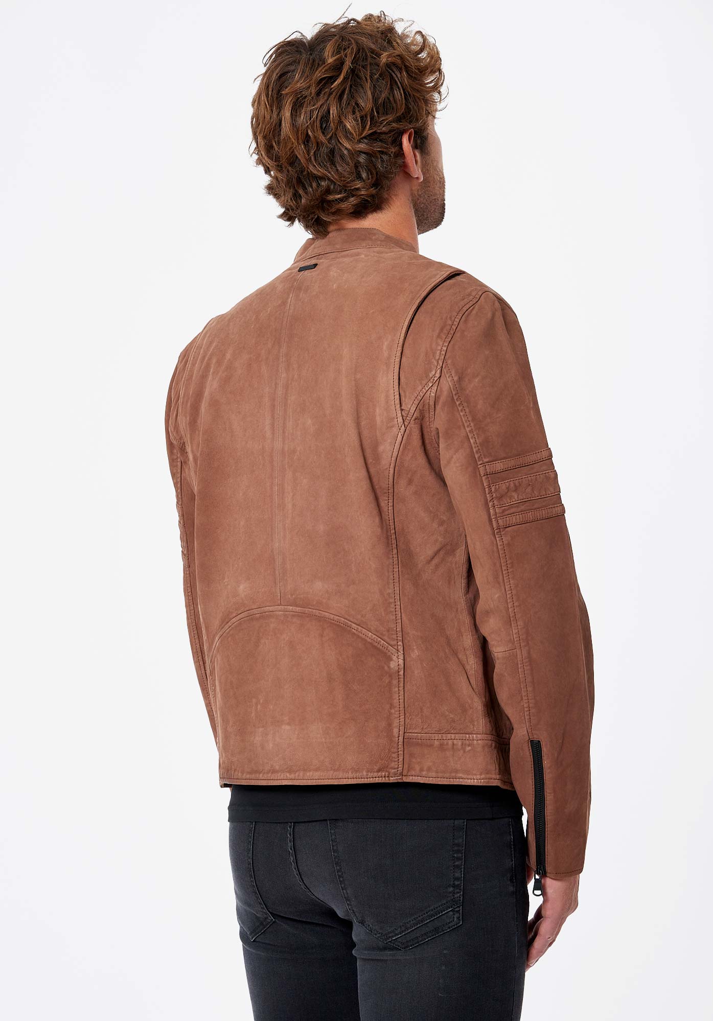 SOMA   Veste en cuir marron Homme