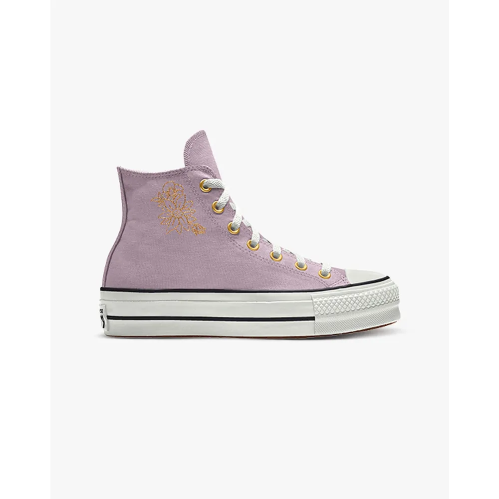 Converse Custom Chuck Taylor All Star Lift Platform Embroidery By You A03766CHO23_PHANTOMVIOLET_FLORAL_G / lila