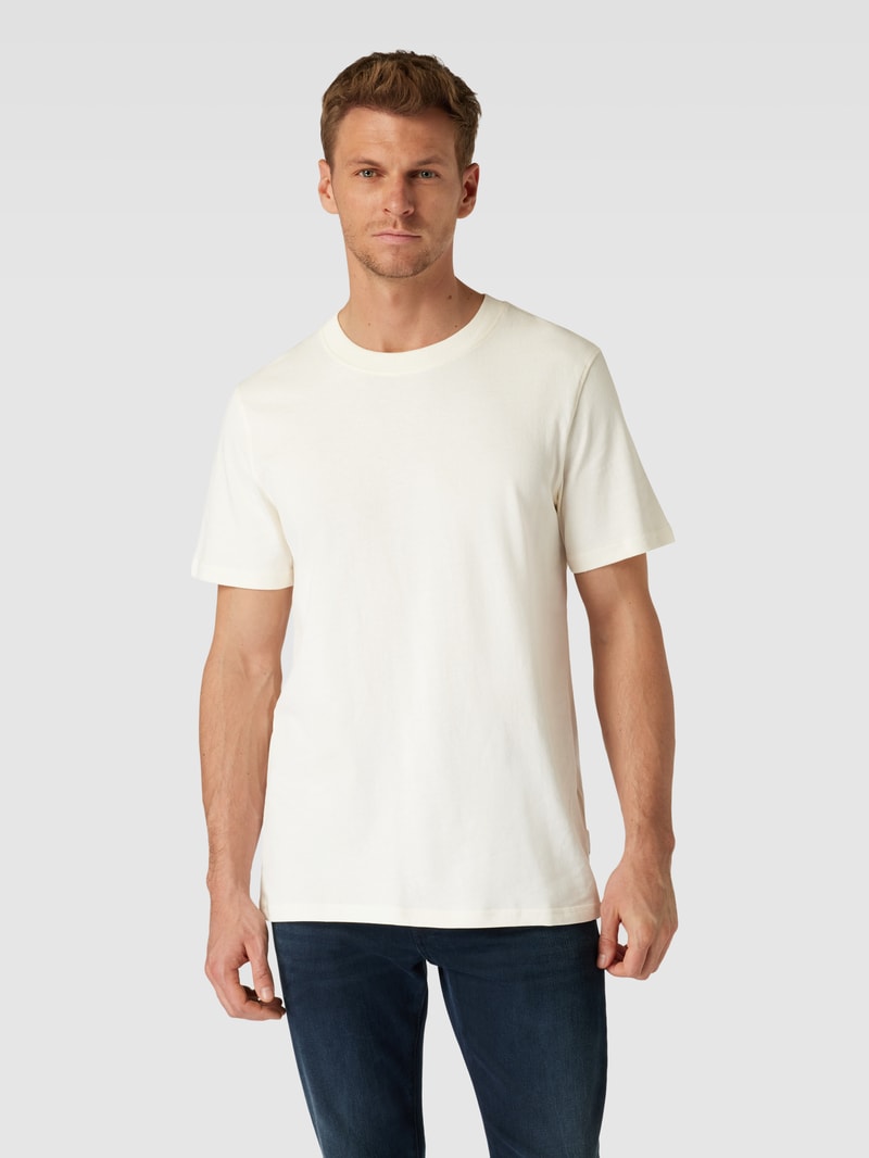 T-Shirt mit Label-Detail Modell 'MAARKOS' in offwhite