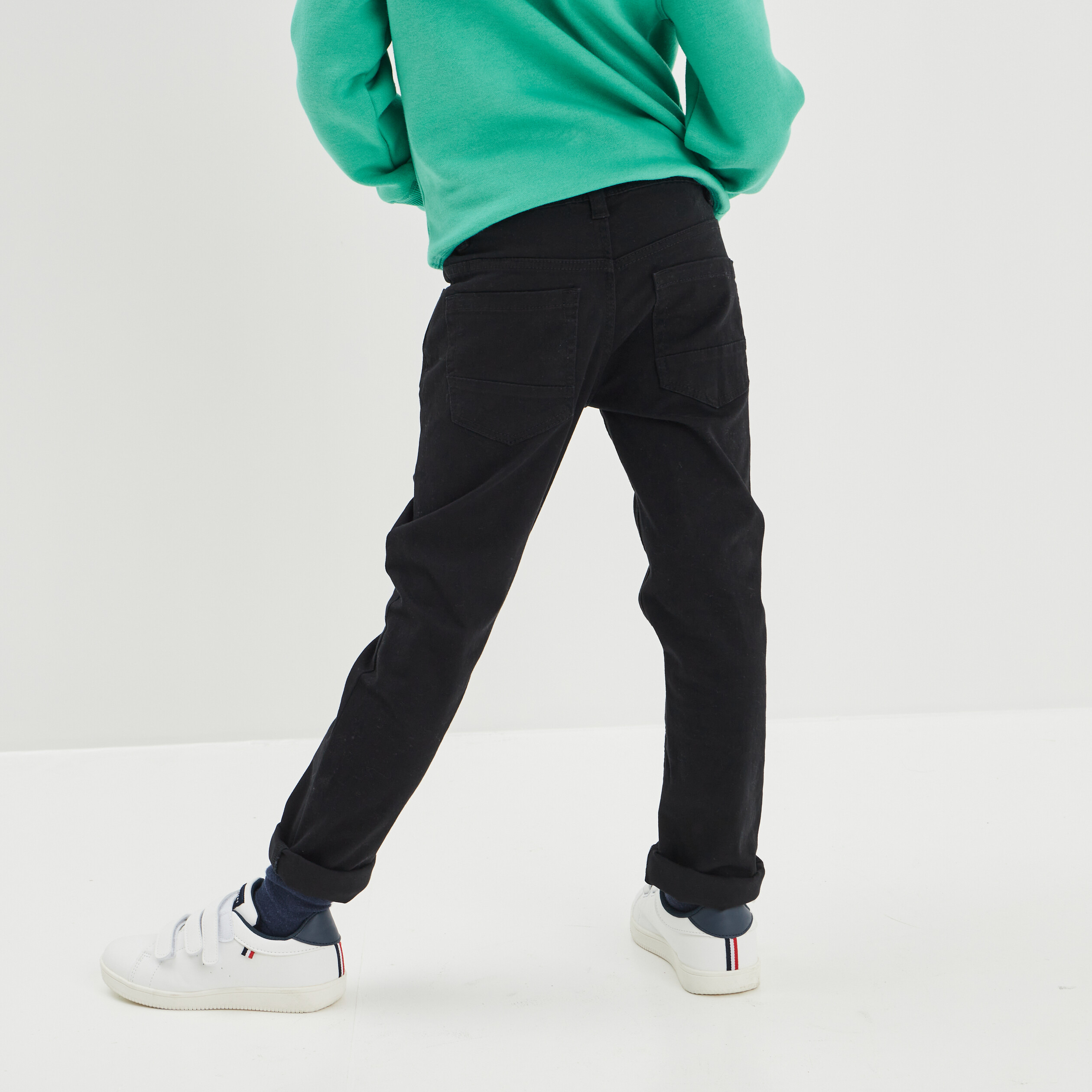 Pantalon regular noir garçon | La Halle
