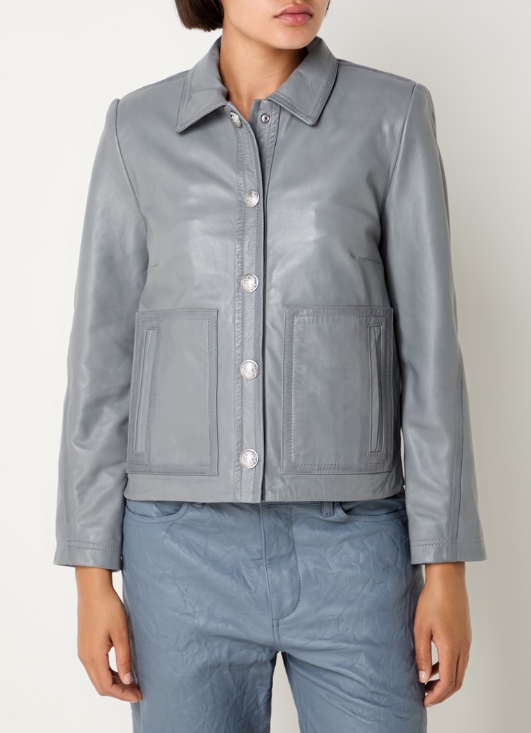 Zadig&Voltaire Chaqueta de piel de cordero Litchi con bolsillos laterales