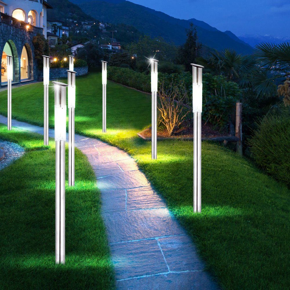 etc-shop LED Gartenleuchte, LED-Leuchtmittel fest verbaut, 7er Set LED Solar Außen Leuchten Garten Weg Steck Strahler