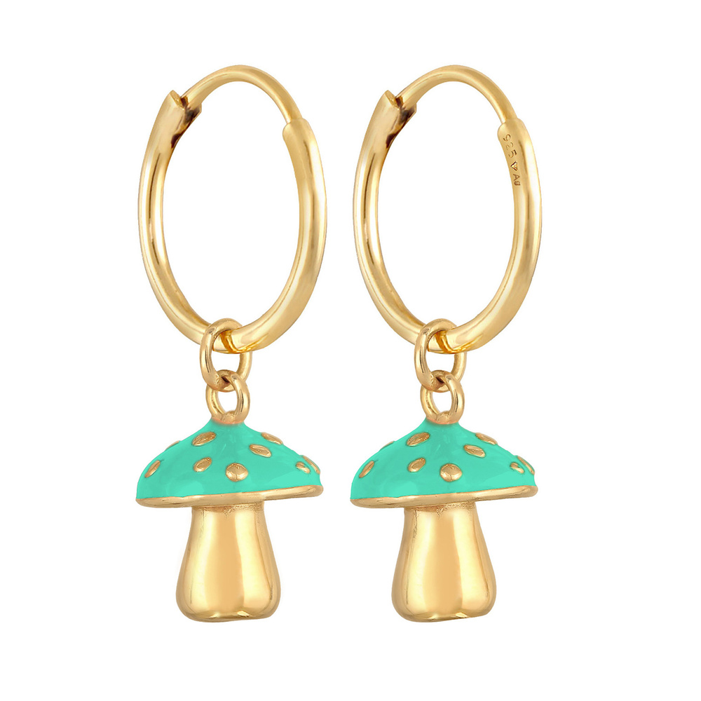 Elli Elli Boucles d'Oreilles Femmes Créoles champignon orange avec émail en argent ste Boucles d'oreilles