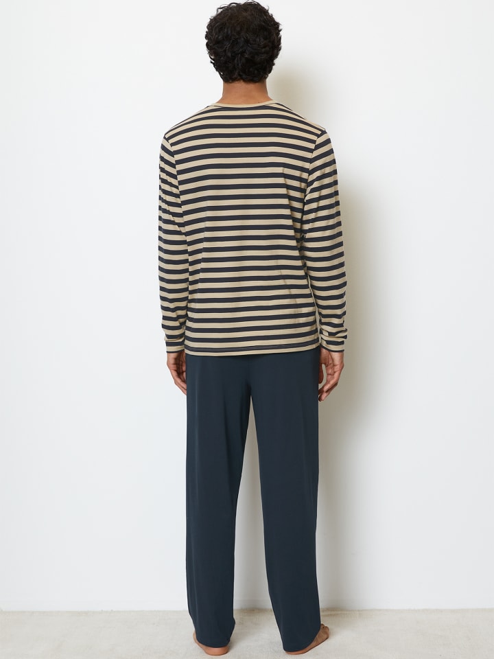 Marc O'Polo Pyjama Mix & Match Cotton in Beige-Weiss-Blau günstig kaufen
