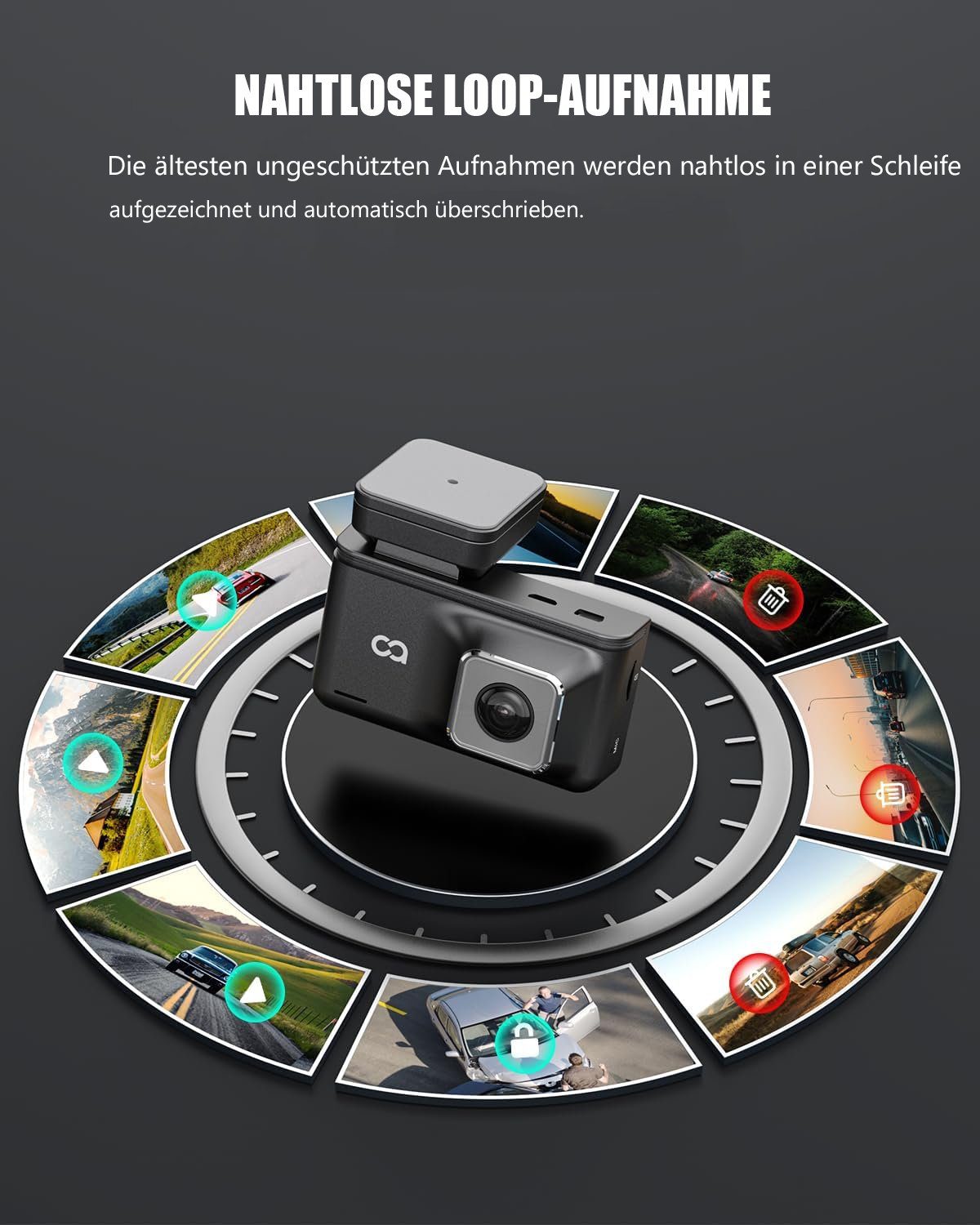 COOAU Dashcam Auto Vorne Hinten 2,5K Mit GPS WiFi Dash Cam Auto Dashboard Dashcam (2,5K & 1080P DUAL-KANAL, Mit GPS WiFi Dash Cam Auto Dashboard Recorder, mit 3