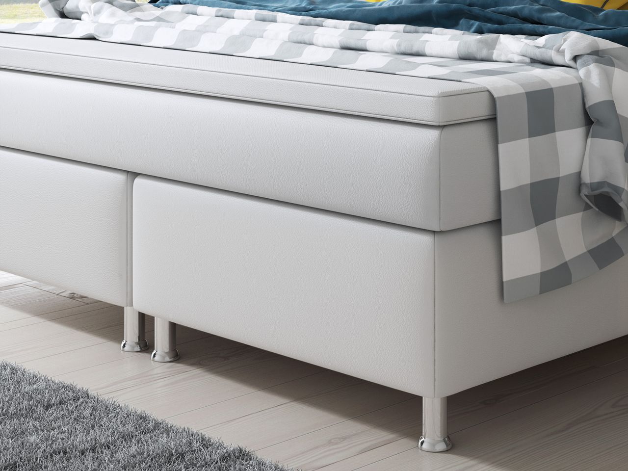 IHG Boxspringbett Miami 180x200 cm Kunstleder Weiß