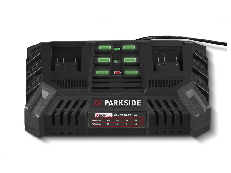 Carregador de bateria dupla PARKSIDE® PDSLG 20 B1, 2 x 4,5 A, 20 V