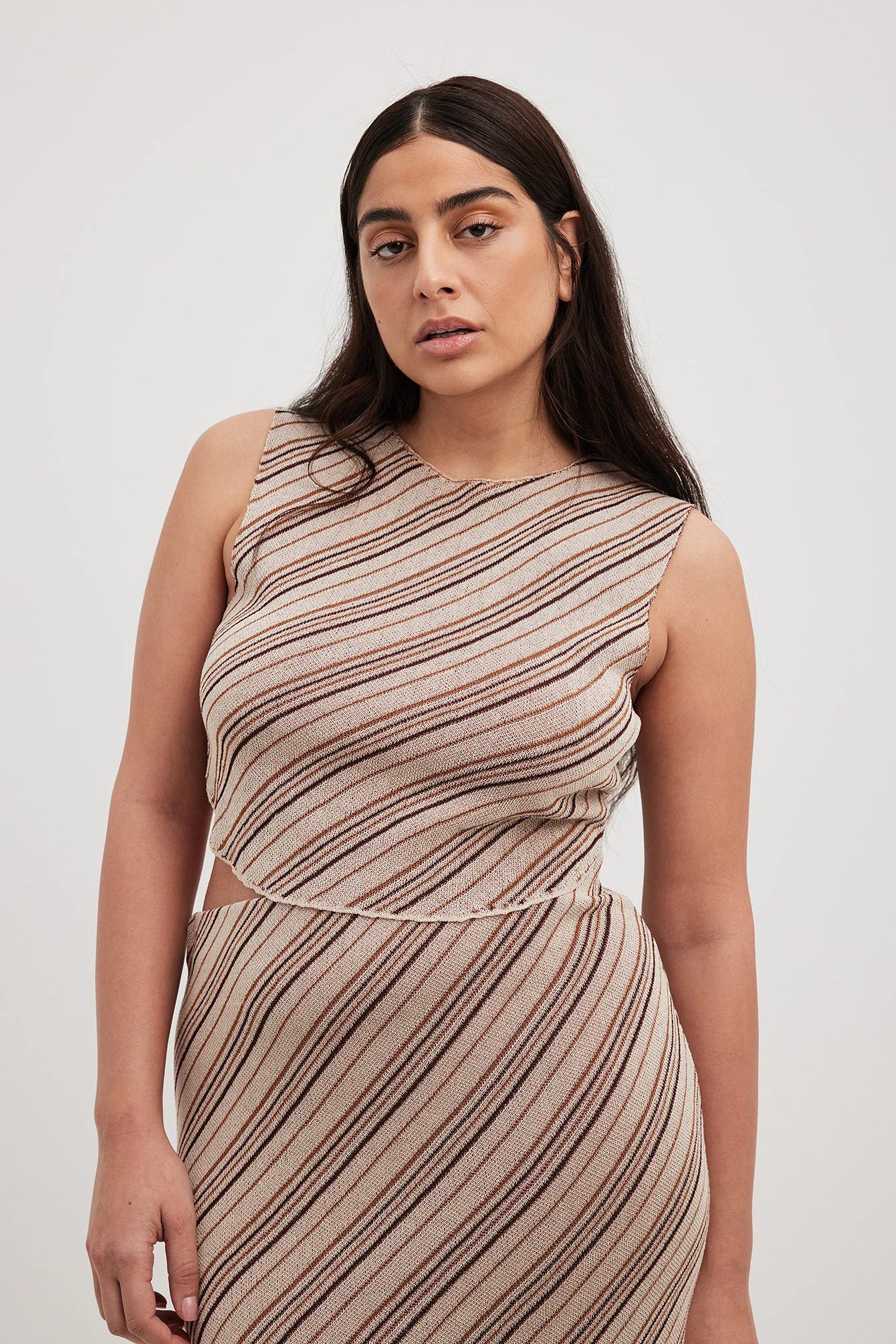 Cropped-Oberteil mit gewelltem Saum