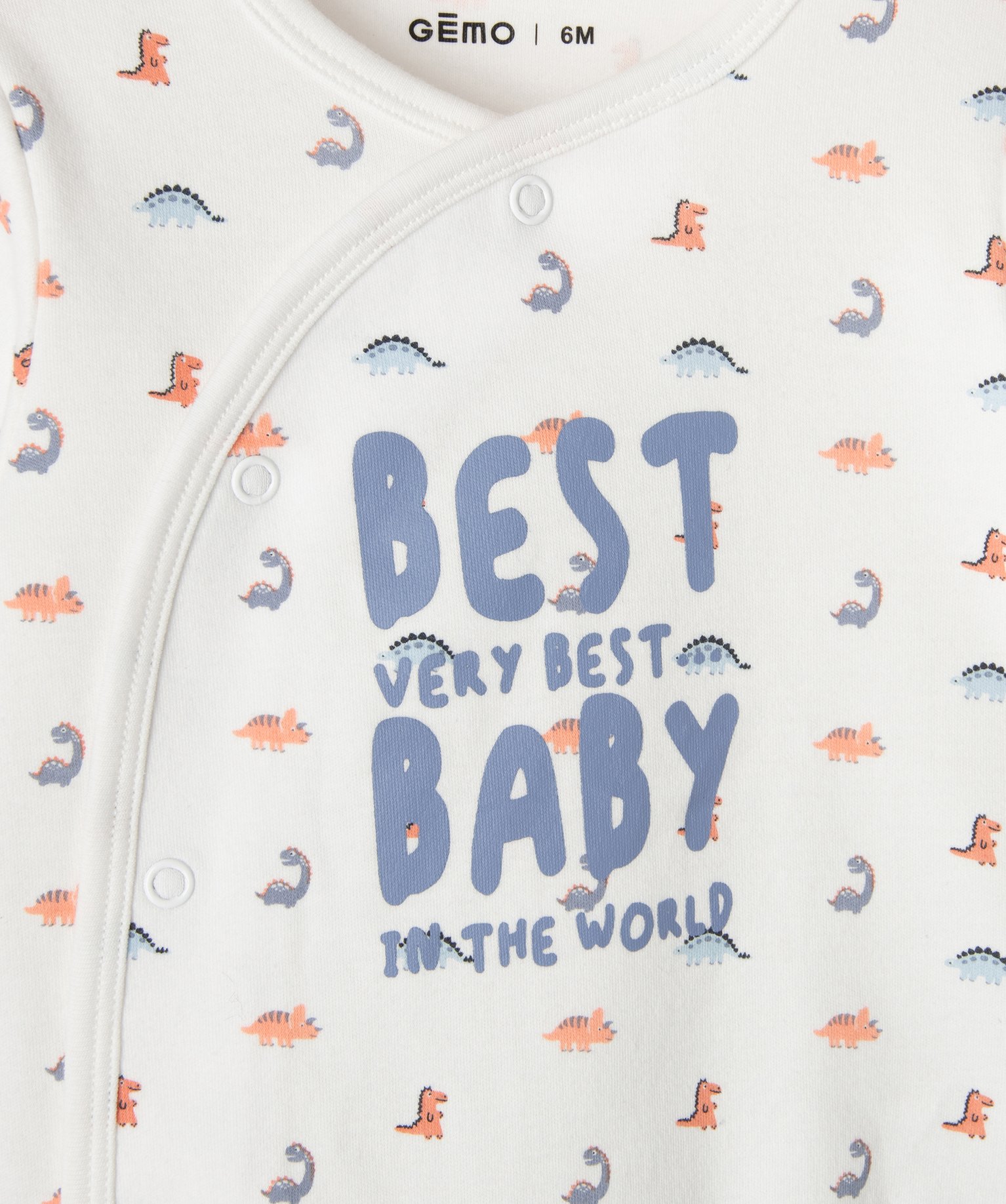 Pyjama bébé en jersey ouverture devant motif dinosaures ecru | GEMO