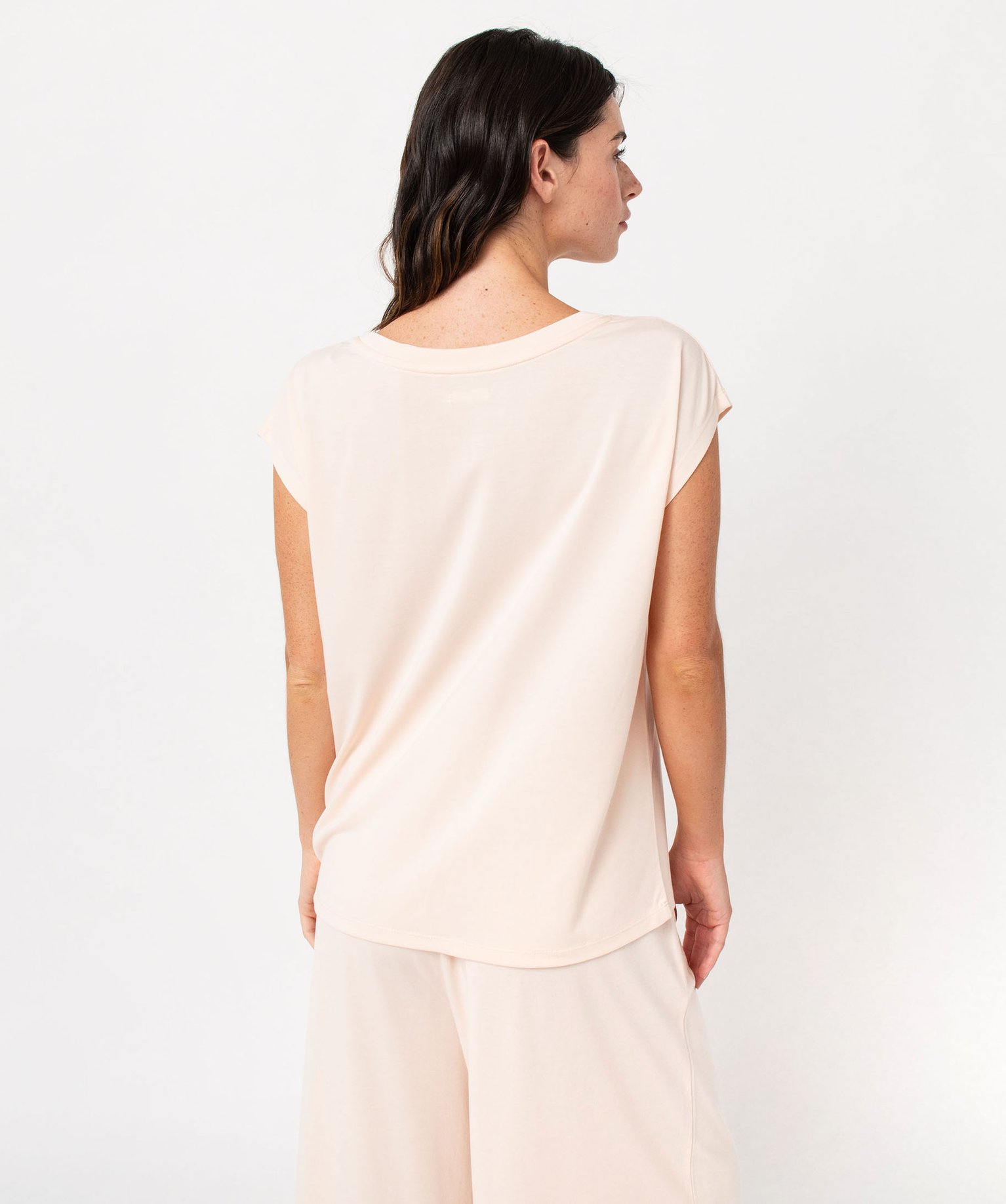 Tee-shirt homewear sans manches avec large col rond femme vert | GEMO