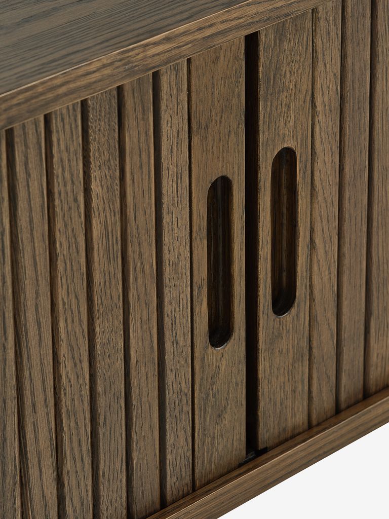 LYNGVIG Szafka pod TV LYNGVIG 160cm 2 drzwi boczne z roletami, ciemny dąb