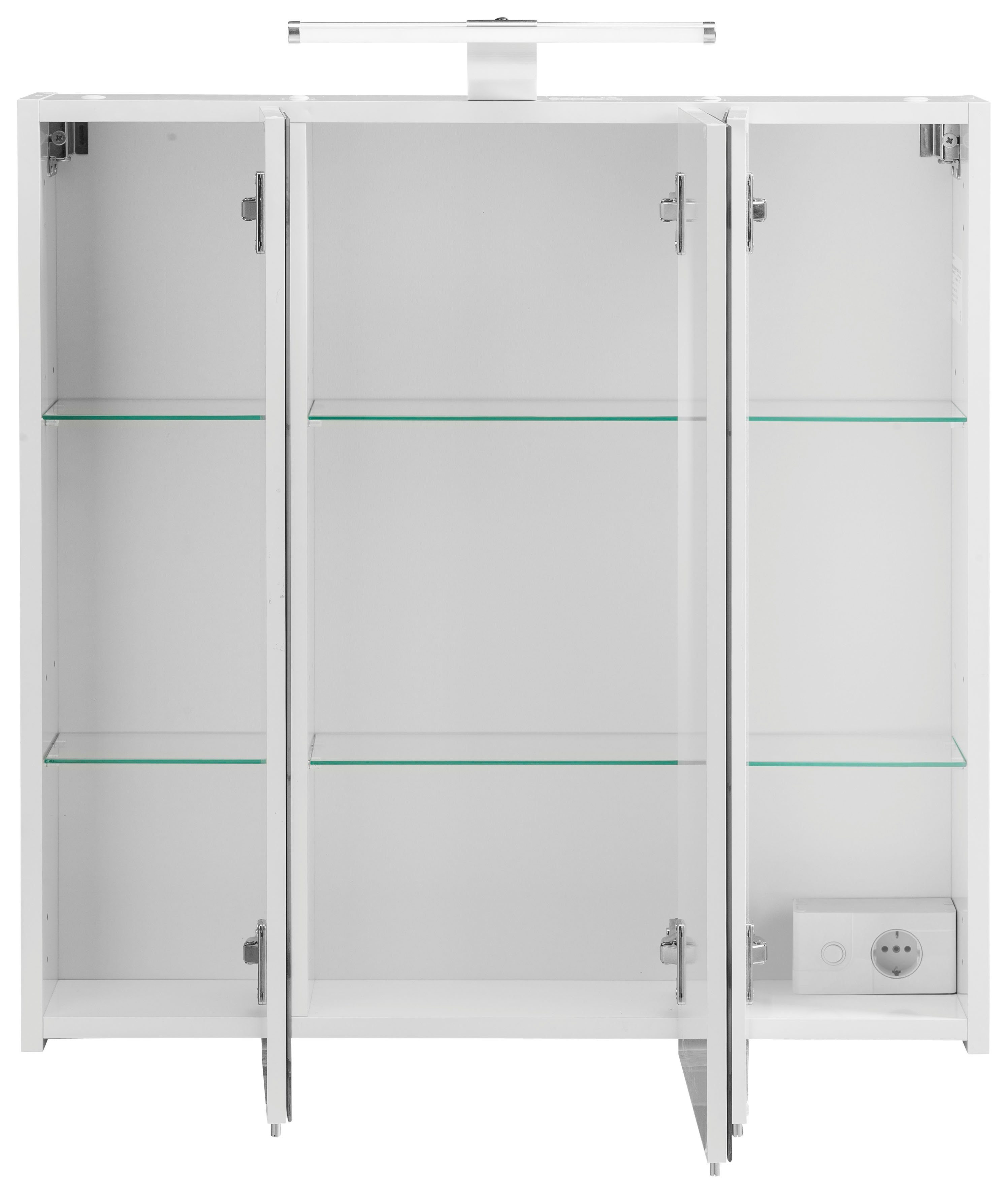 Schildmeyer Spiegelschrank Roma Breite 70 cm, 3-türig, LED-Beleuchtung, Schalter-/Steckdosenbox