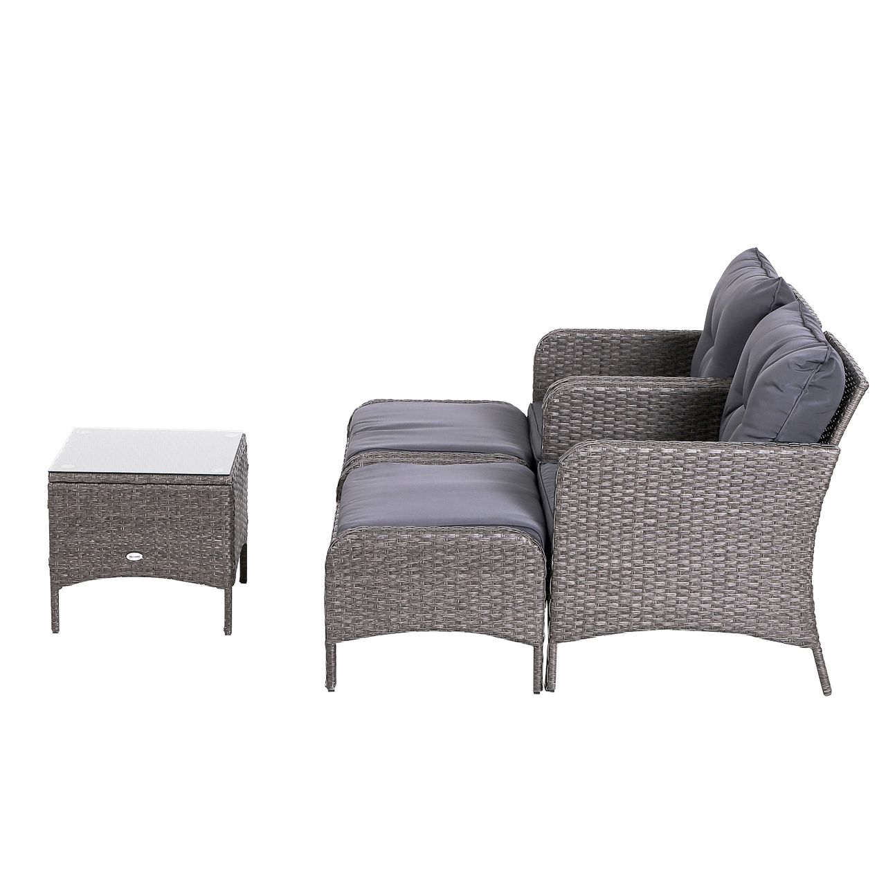 Outsunny 5-tlg. Polyrattan Gartenmöbel Sitzgruppe Gartenset Sofagarnitur mit Kissen Dunkelgrau