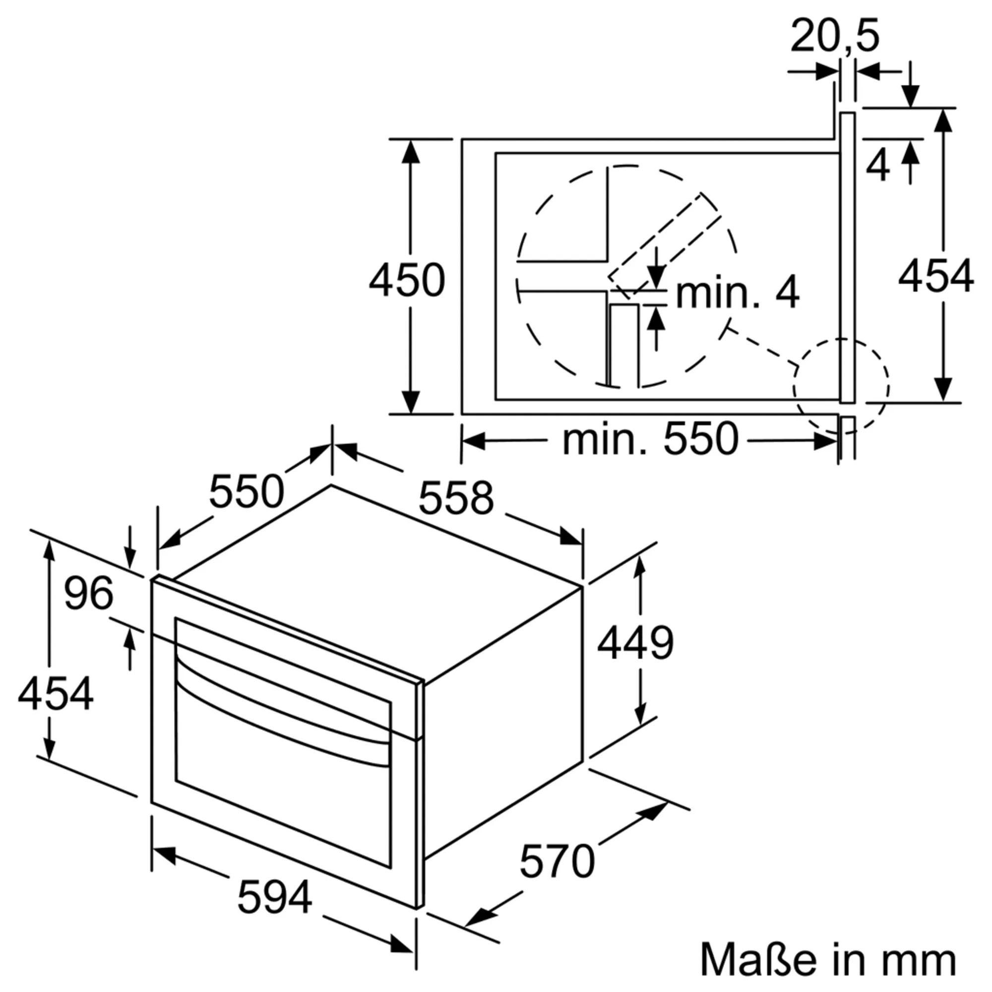 Constructa Einbau-Mikrowelle CC4W91962, Großflächengrill, Heißluft, Mikrowelle, Umluftgrillen, 44 l