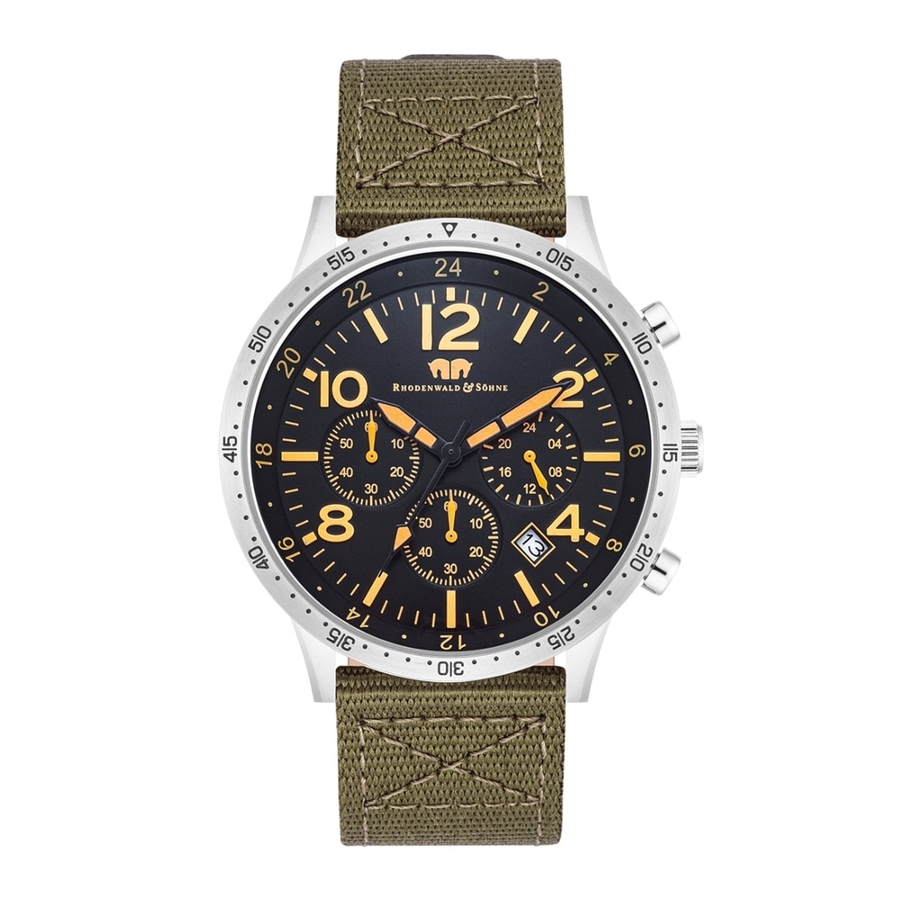 Rhodenwald & Söhne Chronographe Flight Captain en Argent Nylon en Vert Montre