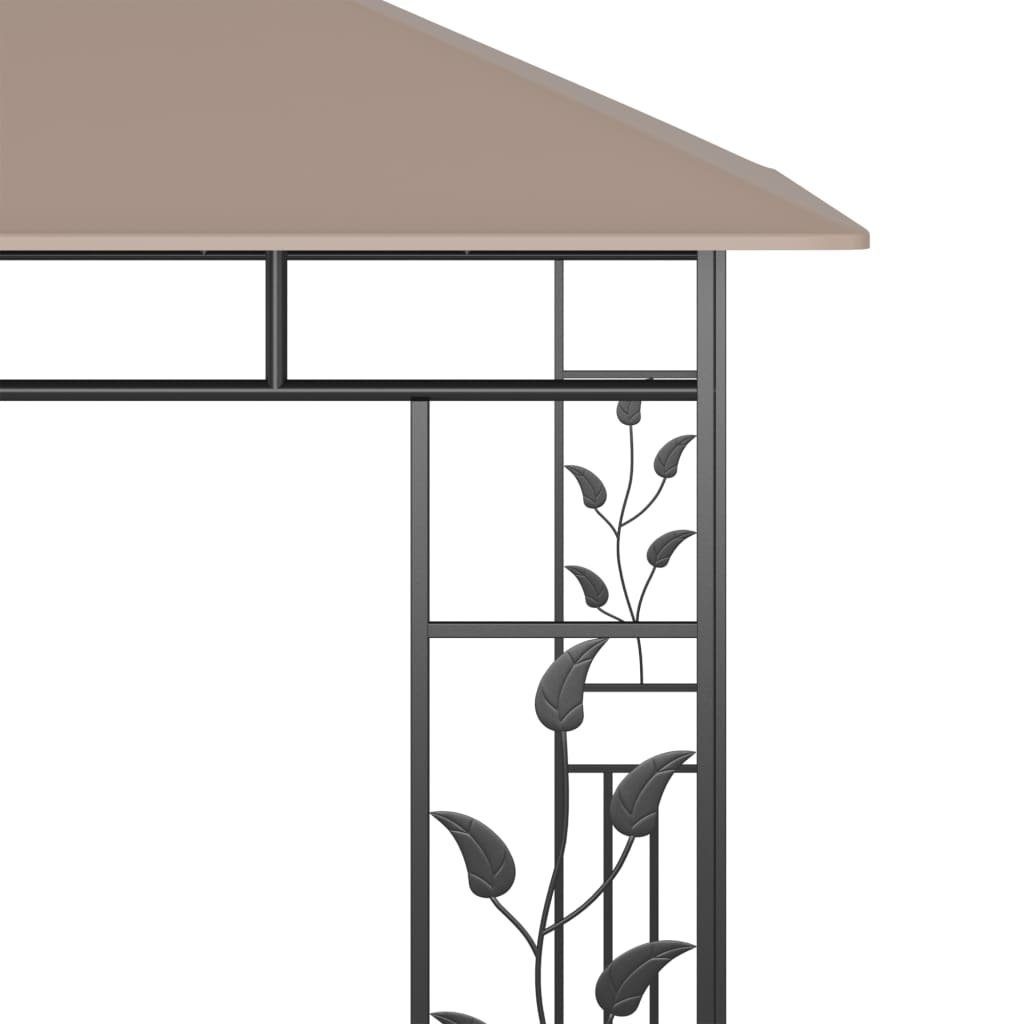 vidaXL Partyzelt Pavillon mit Moskitonetz & LED-Lichterkette 3x3x2,73 m Taupe