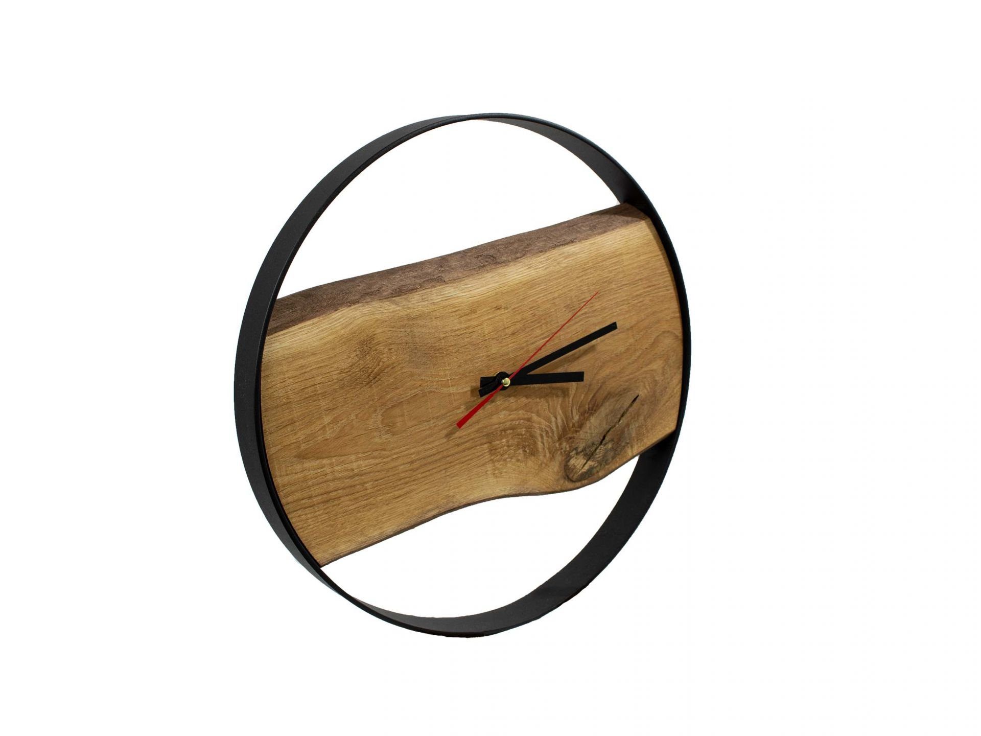 holz4home Wanduhr Wanduhr mit Stahlrahmen aus massiver Eiche Ø 43 cm von holz4home®