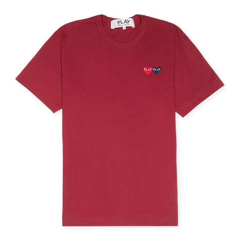 Comme des Garcons Play Play Double Heart T-Shirt burgundy