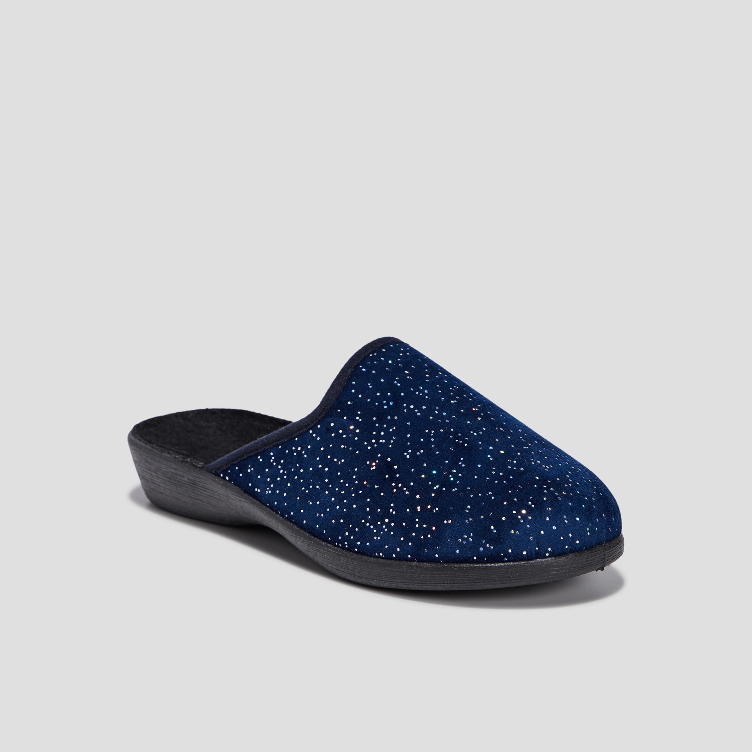 Chaussons mules compensés bleu marine femme | La Halle