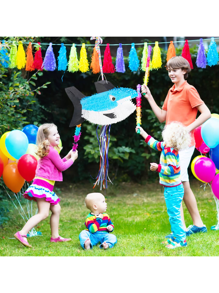 relaxdays Pinata Hai in Blau/Weiß günstig kaufen onesize