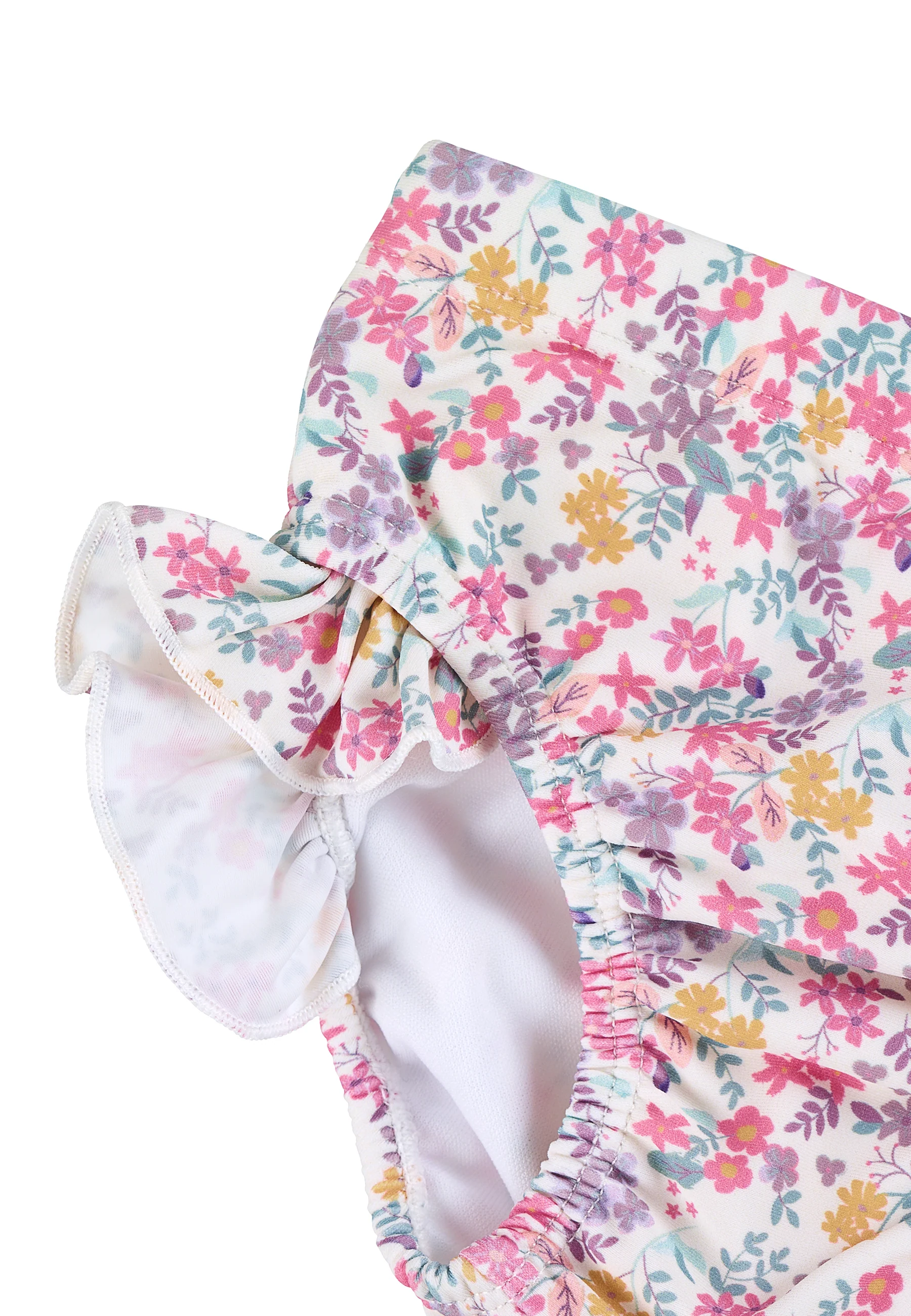 Kinder Badehose bedruckt mit Blumen in ecru