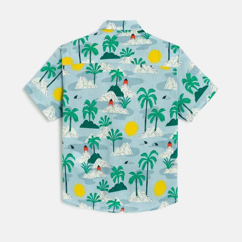 Chemise garçon bleuee tropicale Catimini