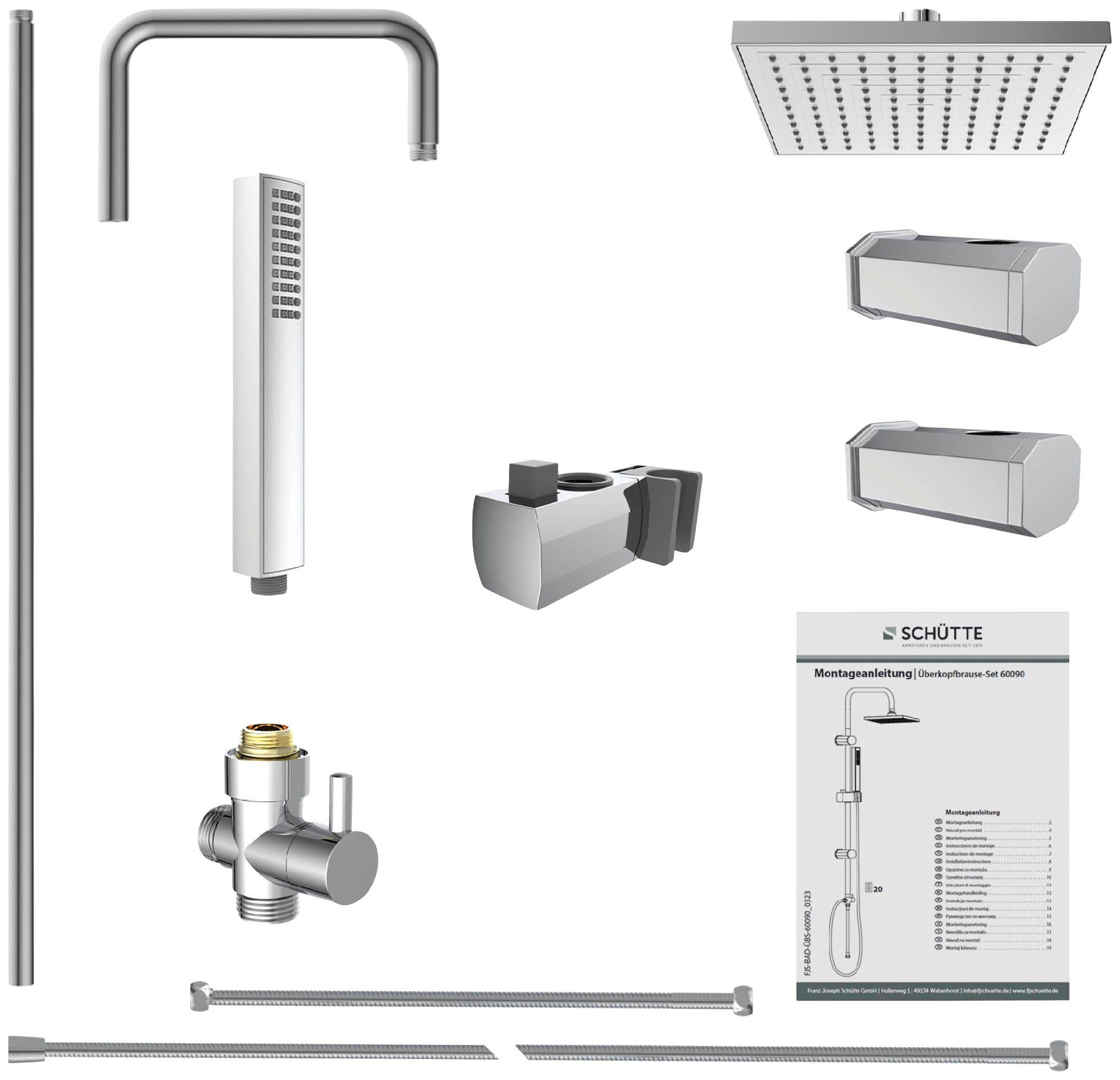 Schütte Brausegarnitur TOKYO, Höhe 102 cm, Set, inkl. Wasserspardichtung, Antikalk, höhenverstellb., Edelstahl-Stange
