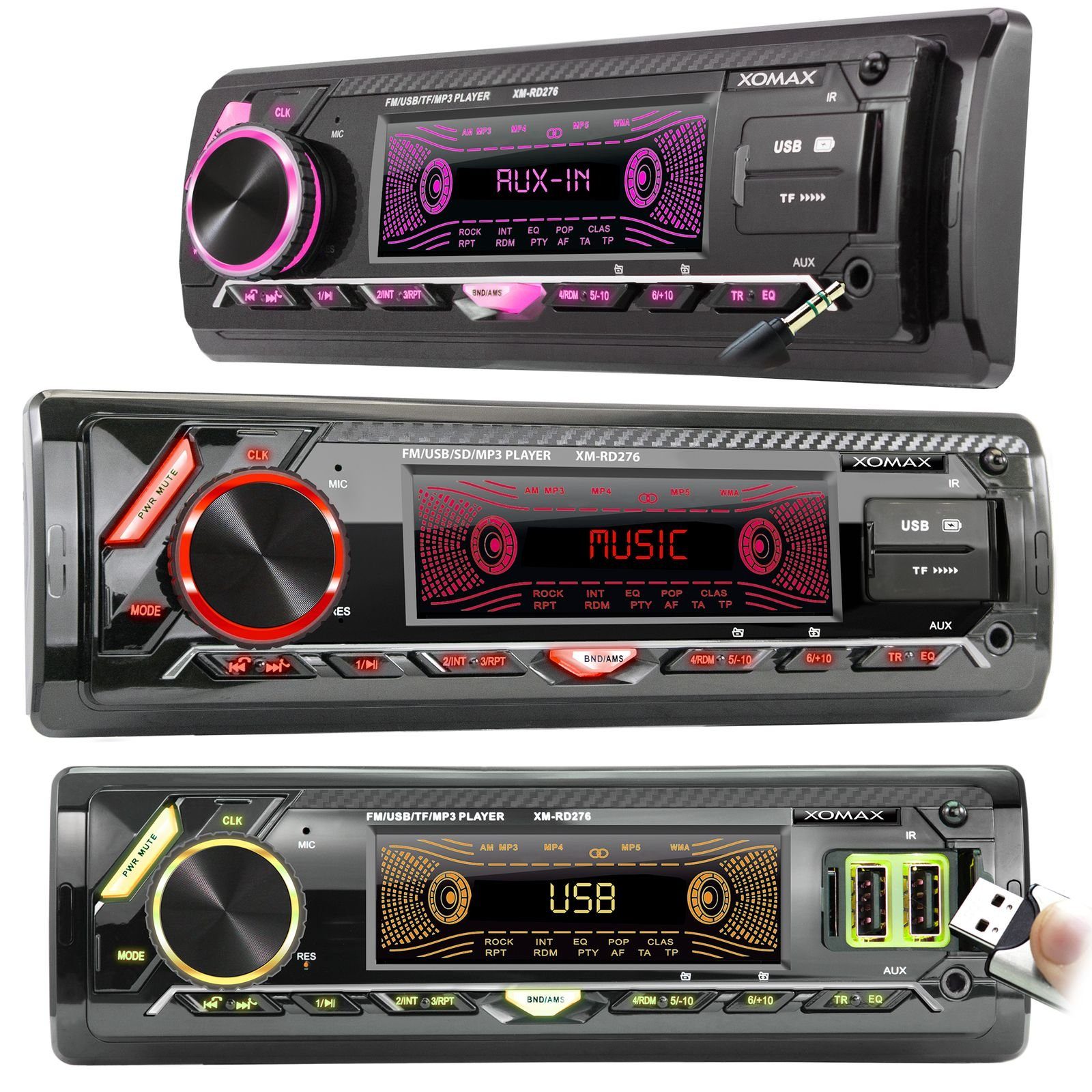 XOMAX XM-RD276 Autoradio mit DAB+ plus, Bluetooth, 2x USB, SD, AUX, 1 DIN Autoradio