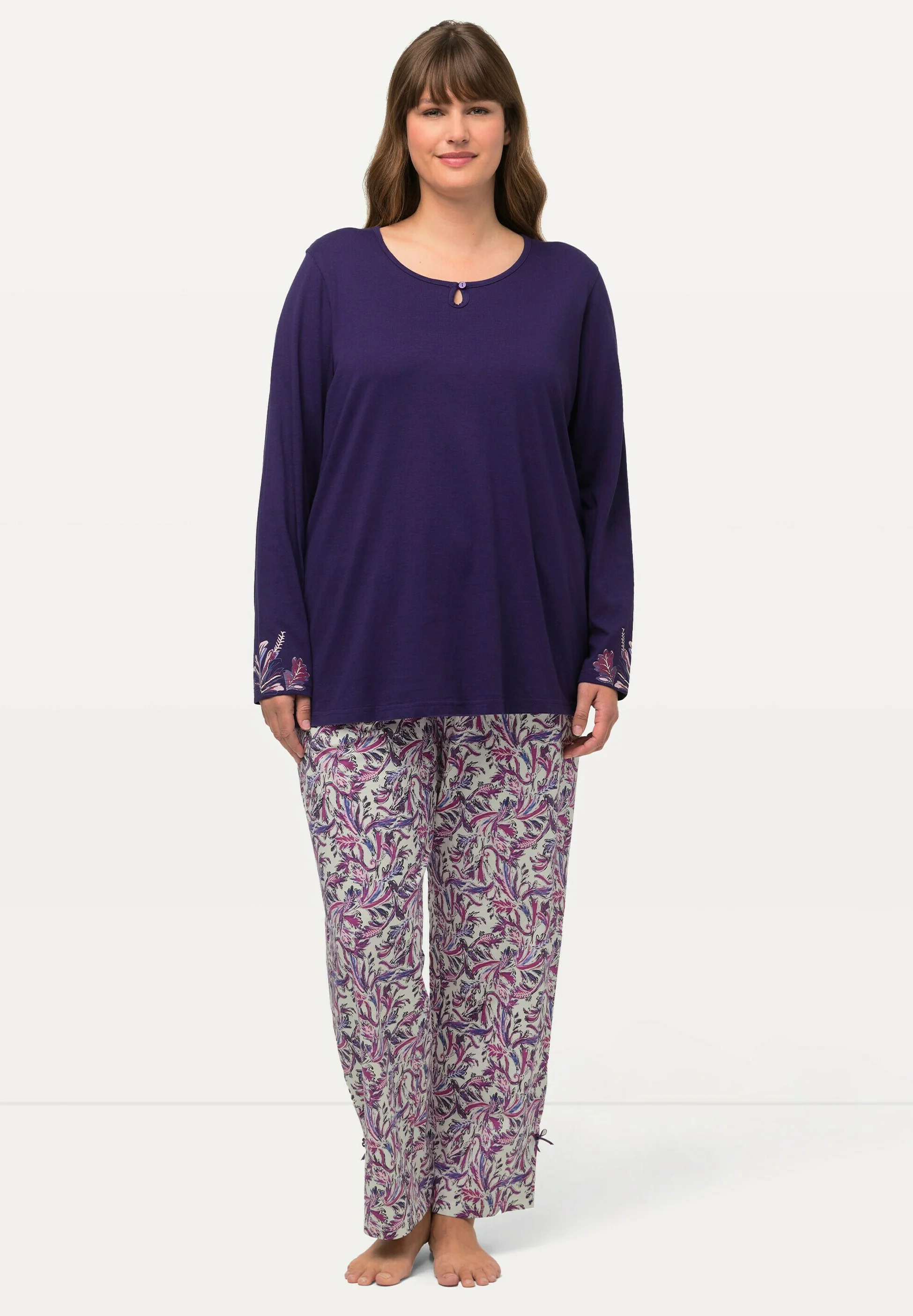 Ulla Popken LEAFY LONG SLEEVE - Pijama
