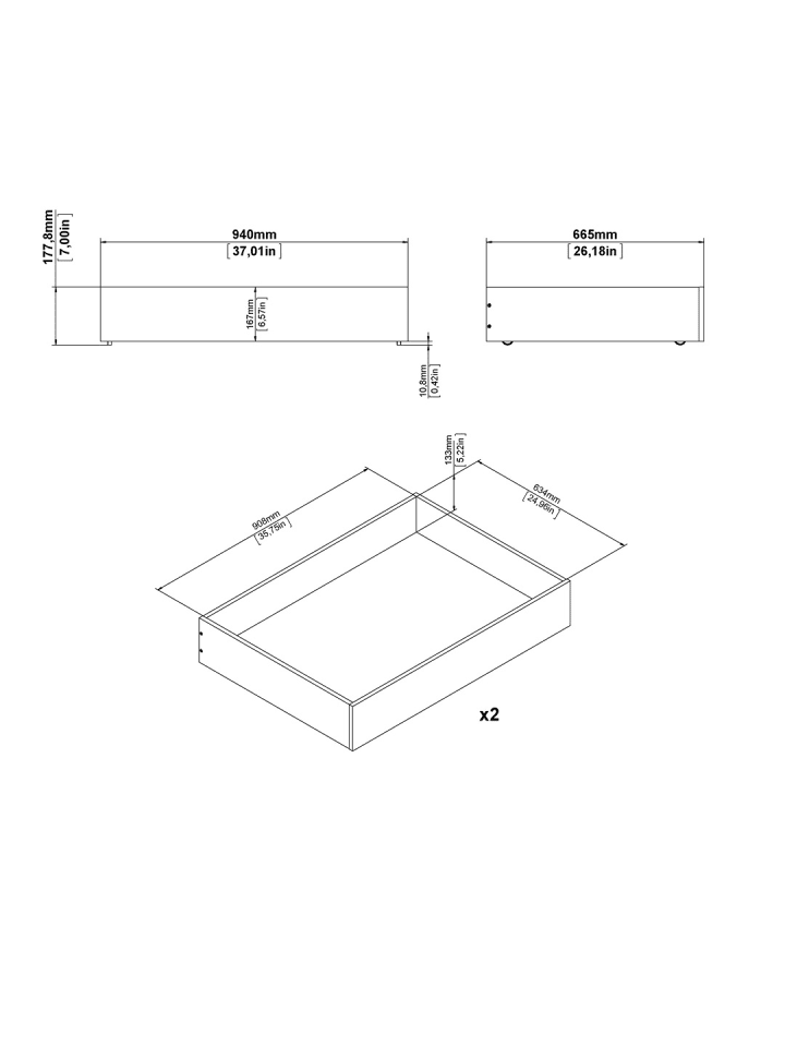 ebuy24 Bettschublade Nada Braun 94 x 67 cm günstig kaufen onesize