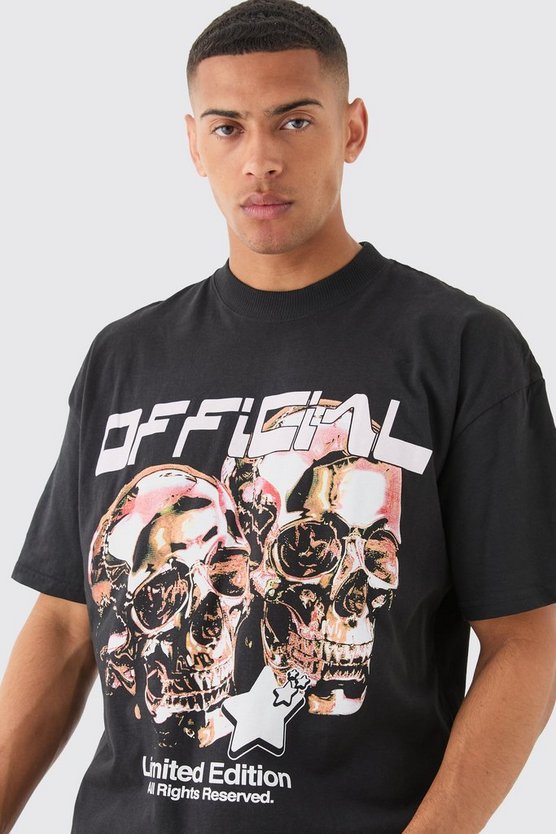 Oversize T-Shirt mit Totenkopf-Print