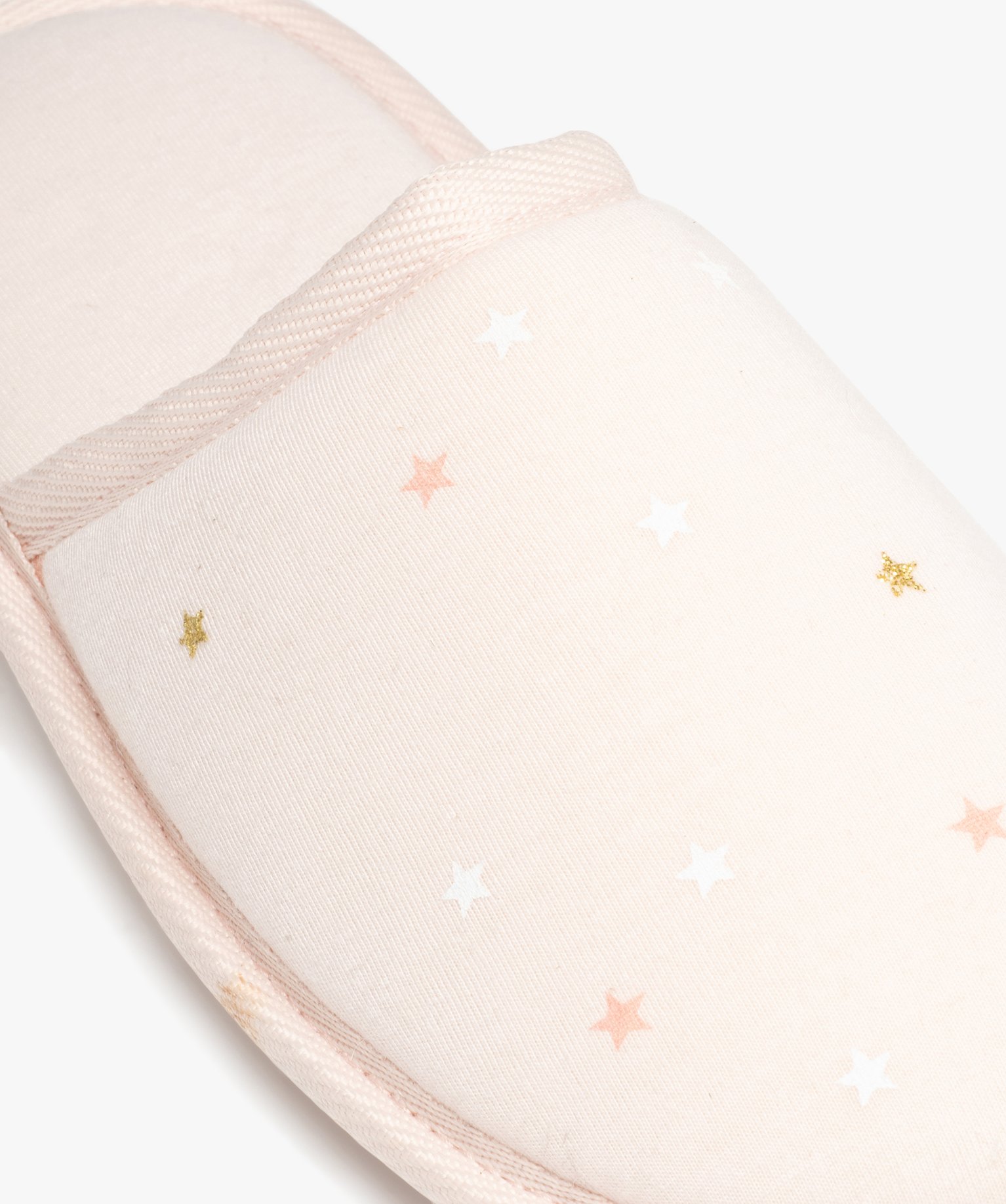 Chaussons femme mules plates en jersey à motifs étoilés rose | GEMO