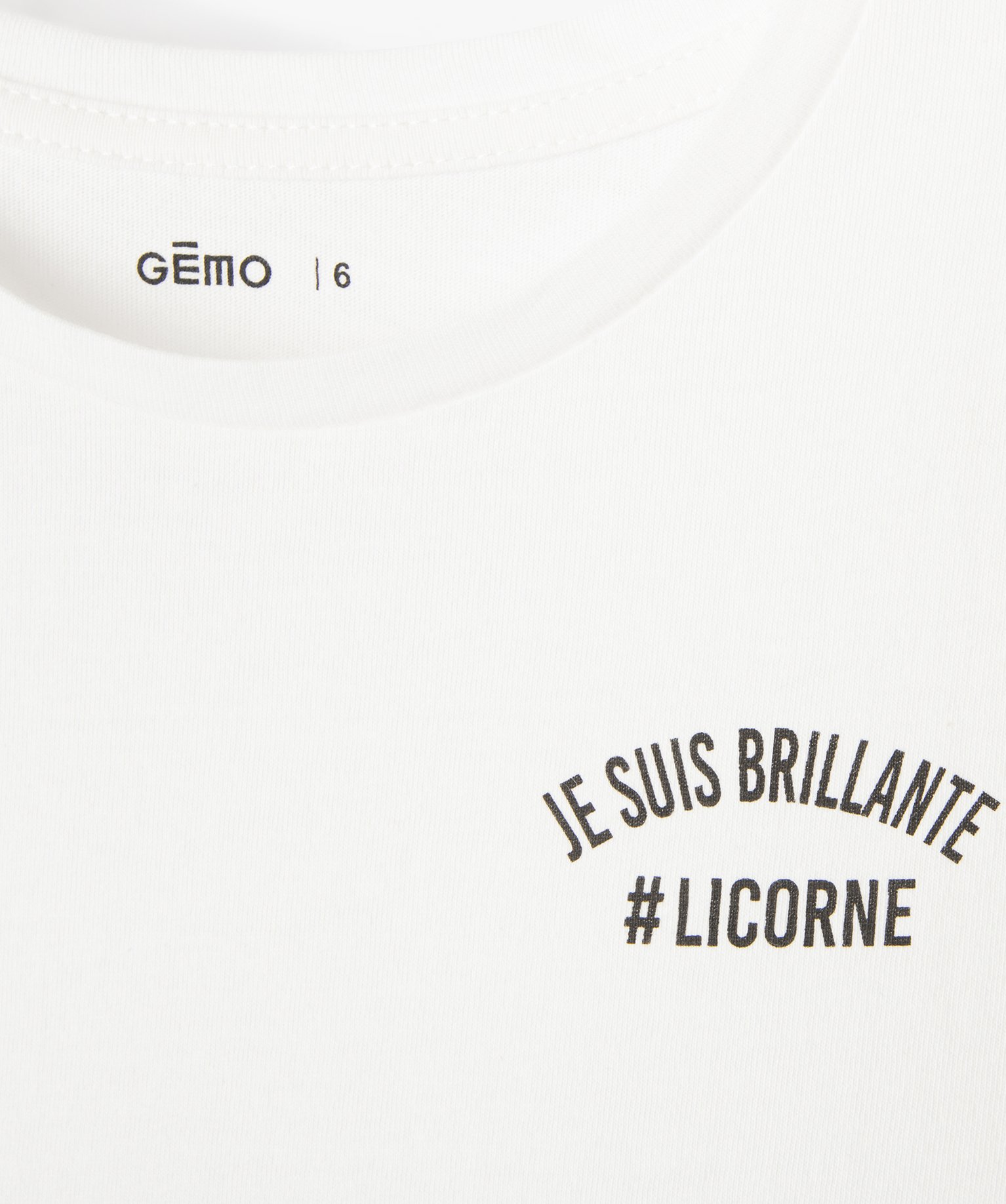 Tee-shirt fille à manches courtes avec motif ecru | GEMO