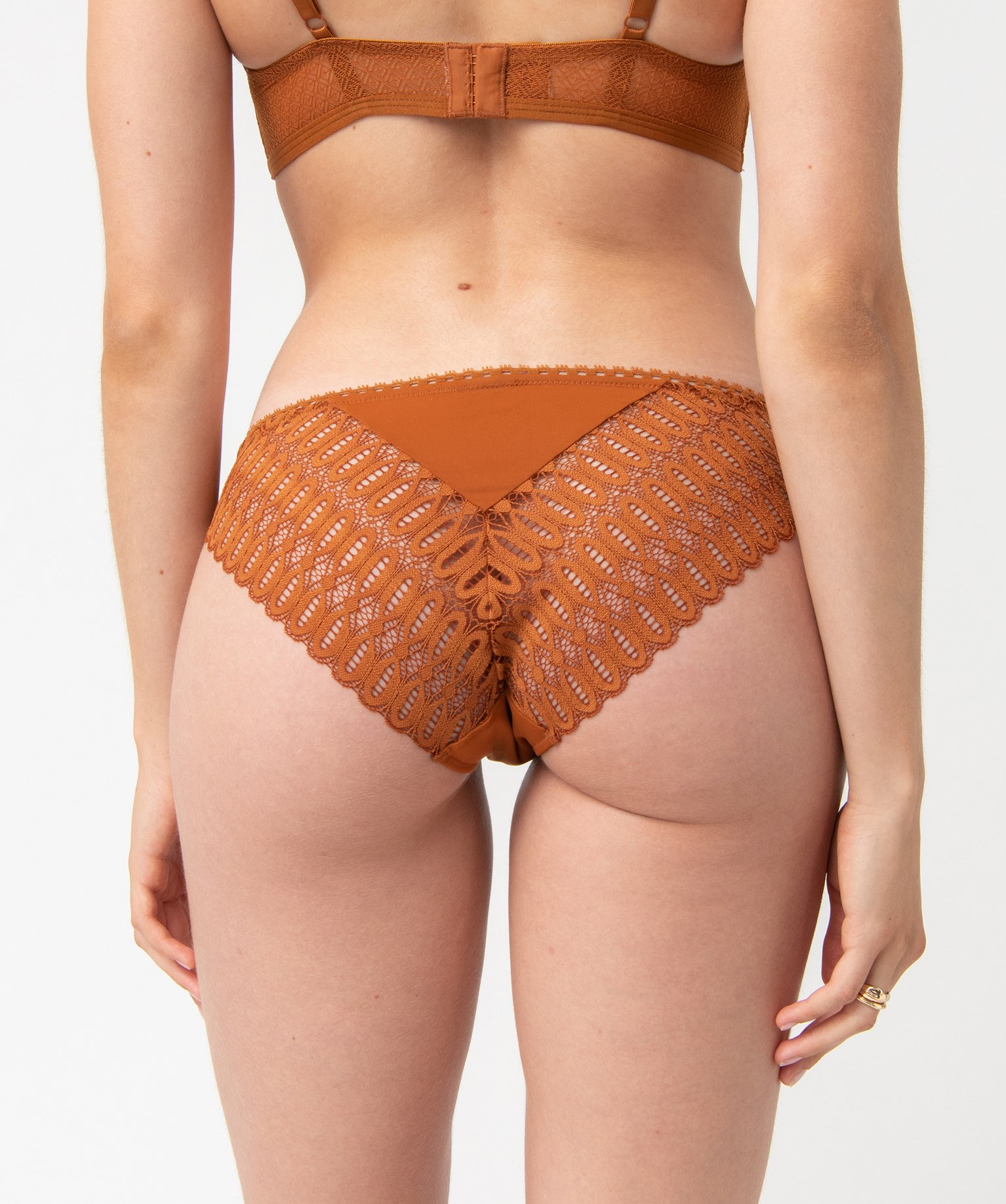 Culotte en dentelle et microfibre femme marron | GEMO