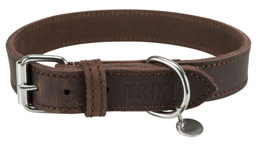 Trixie Rustic Fettleder Halsband dunkelbraun M-L
