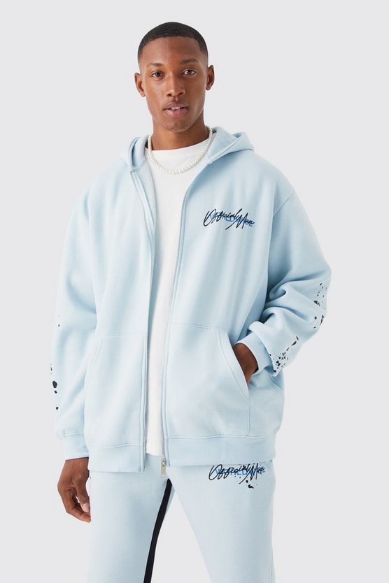 Oversize Trainingsanzug mit Graffiti-Print und Farbspritzern