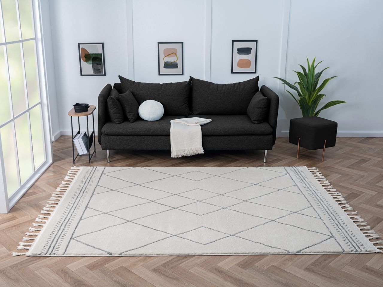 MyFlair Teppich Moroccan Love, 190 cm x 240 cm, Farbe weiß, rechteckig, Florhöhe 19mm