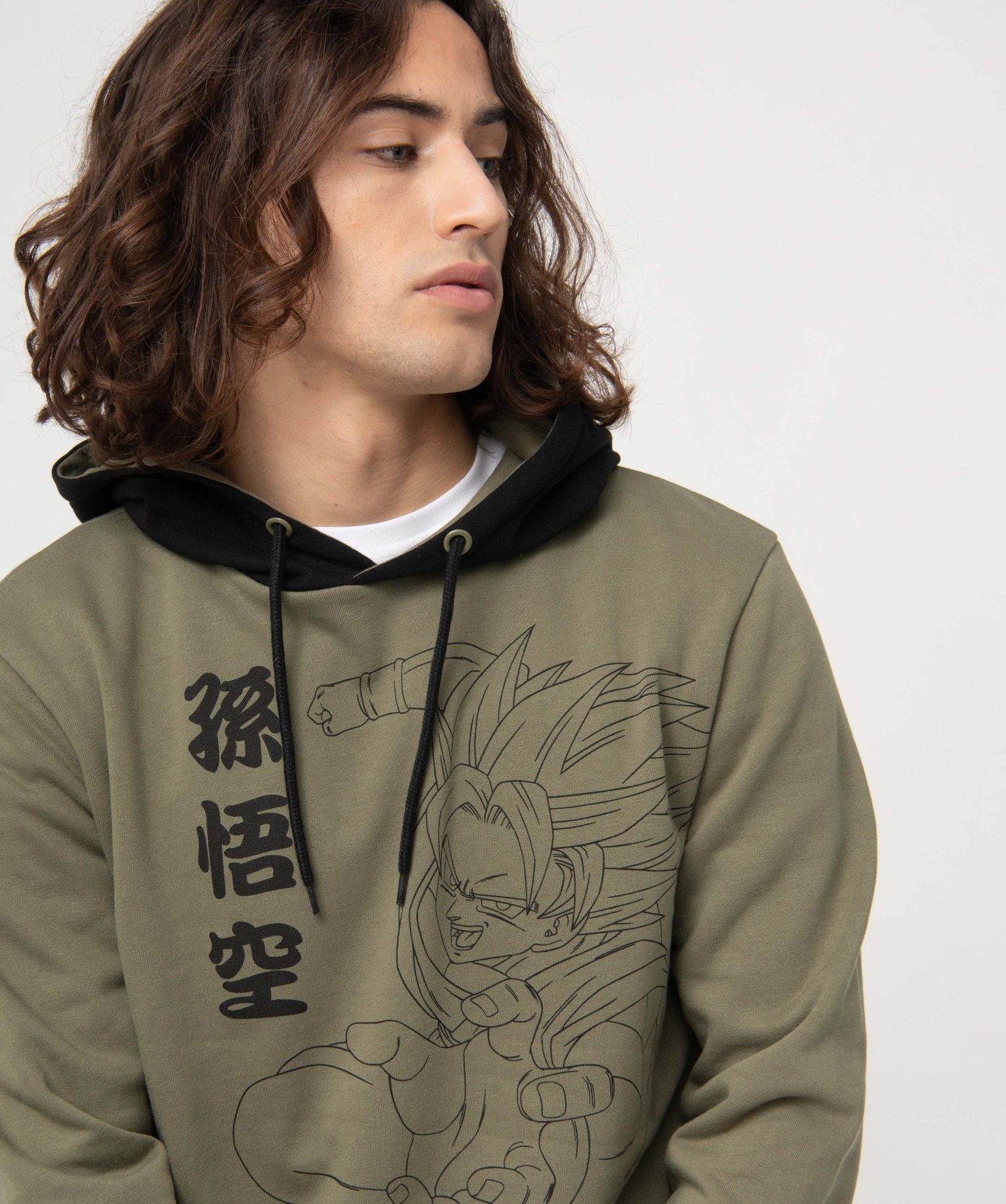 Sweat homme à capuche imprimé Son Goku - Dragon Ball Z kaki | GEMO