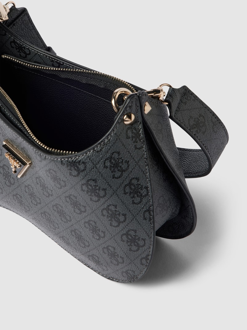 Handtasche mit Allover-Label-Details Modell 'MERIDIAN' in graphit