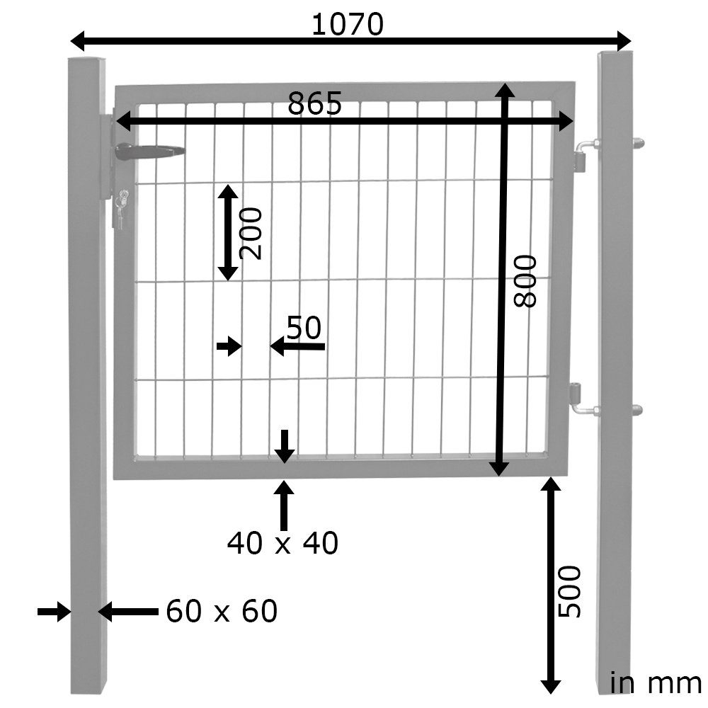 V2Aox Gartentor Gartentor Gartentür Zauntür Zauntor Gartenpforte Anthrazit Grün