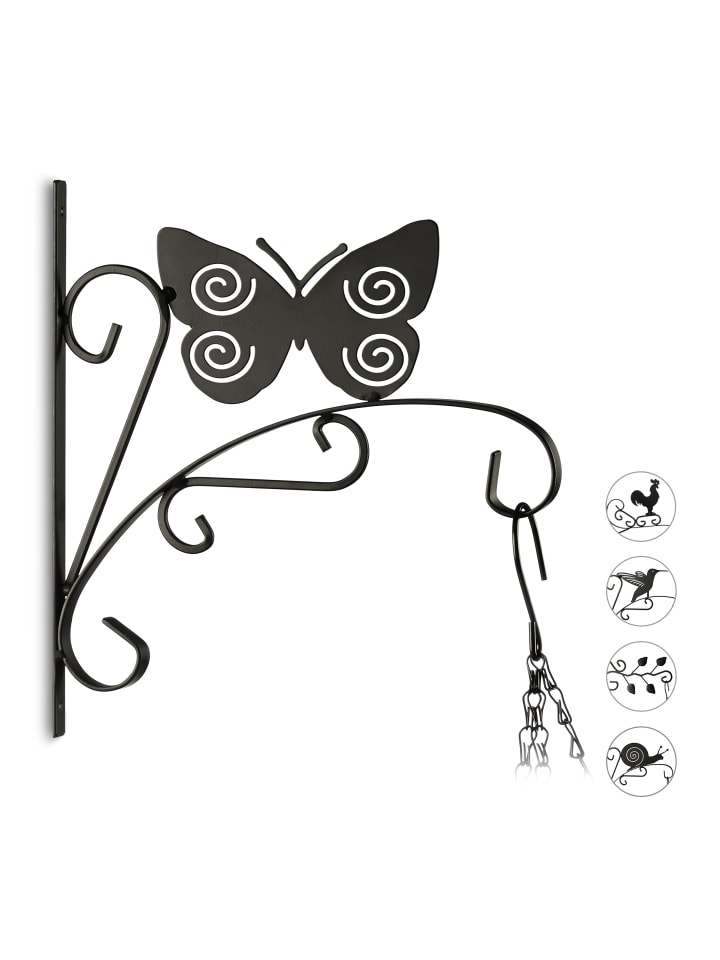 relaxdays Blumenhaken Schmetterling in Schwarz günstig kaufen onesize