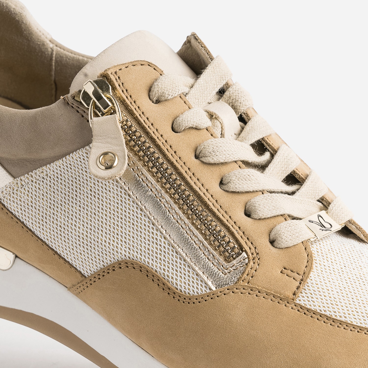 Tennis CAPRICE camel et textile pailleté