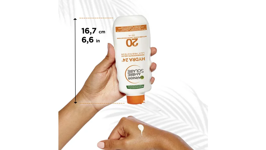 Garnier Ambre Solaire Milch LSF20- UV-Schutz - spendet Feuchtigkeit und schützt vor Sonnenbrand und Hautalterung 200 ml