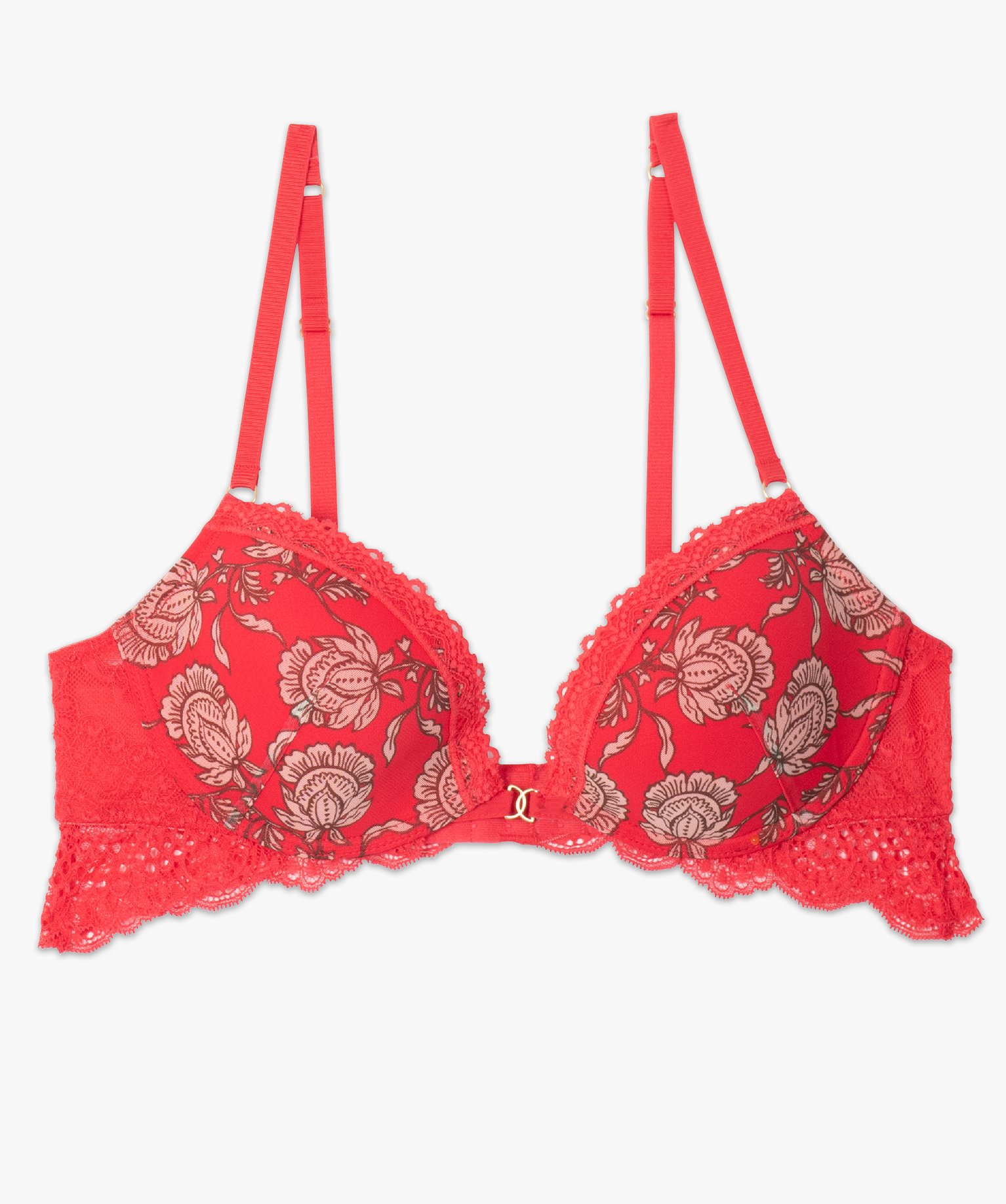 Soutien-gorge corbeille à motifs fleuris et dentelle imprime | GEMO