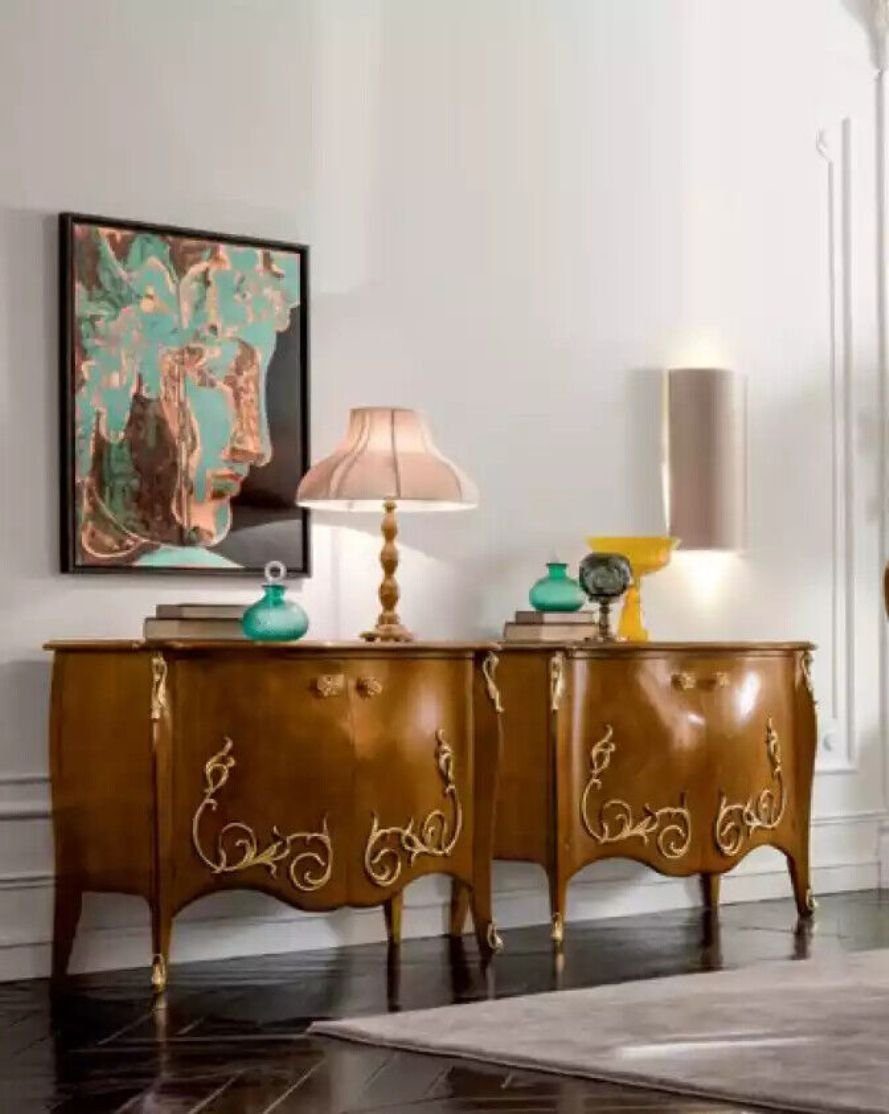 JVmoebel Esszimmer-Set Klassischer Esszimmer Braun Esstisch 4x Stühle Sideboard, (6-St., Esstisch + 4x Stühle + Sideboard), Made in Italy