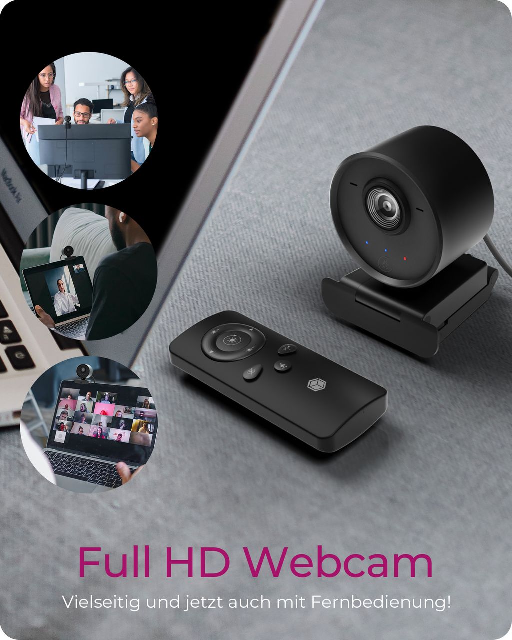 ICY BOX IB-CAM502-HD, Full HD Webcam mit Fernbedienung