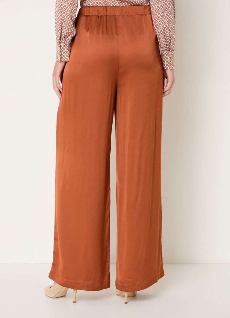 Pantaloni largi din satin cu talie înaltă Benetton