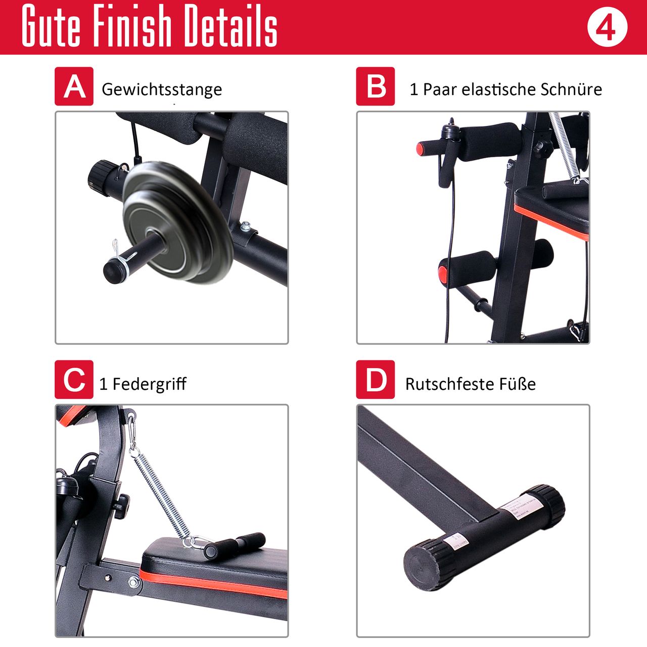 HOMCOM Multifunktion Trainingsbank Hantelbank mit Feder Gewicht bis 120kg