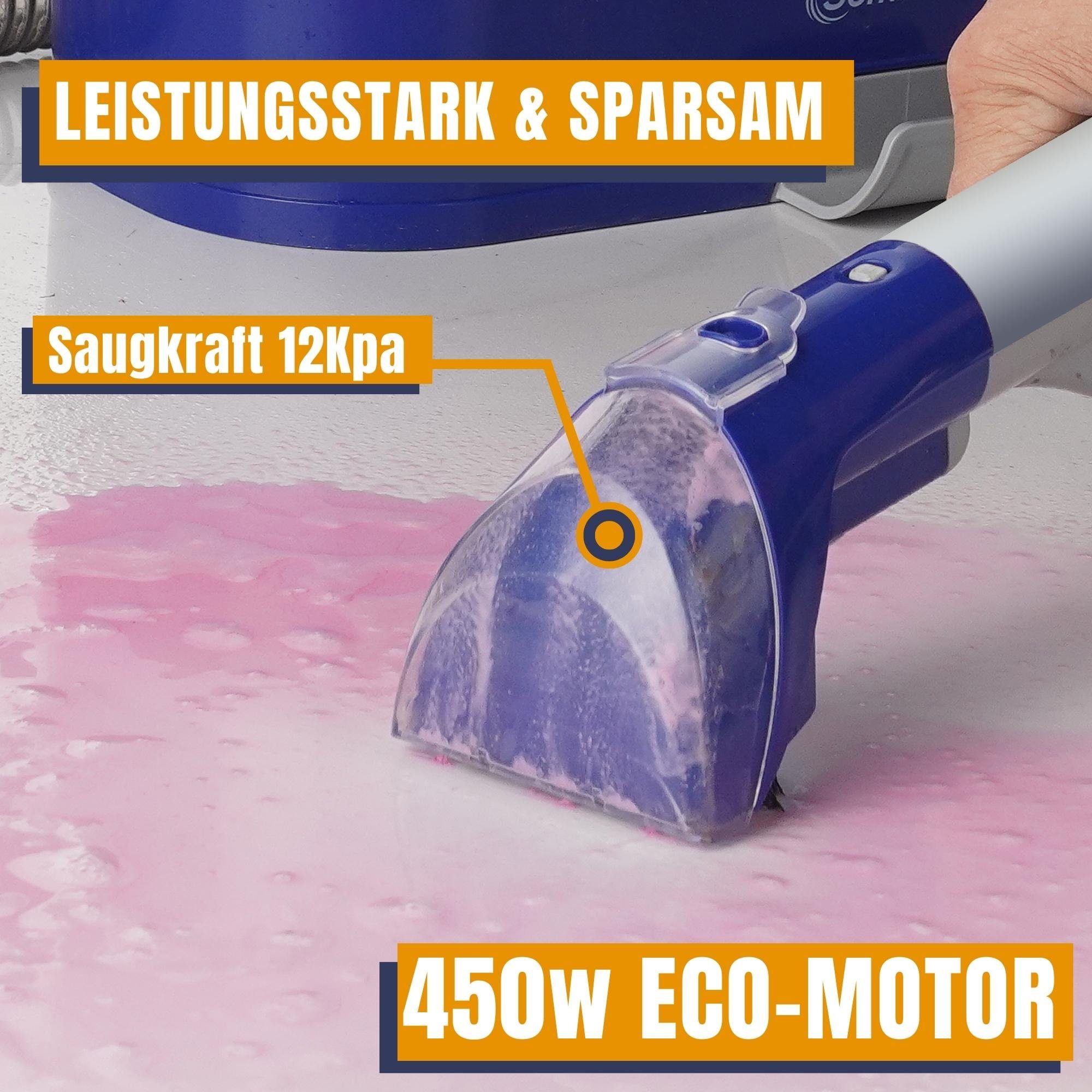 Sommertal Teppichreinigungsgerät SOMMERTAL CompactCleaner WS450 5in1, Gerät für Teppiche, Treppen, Polster, Sofa, Auto, Tiere, Flecken