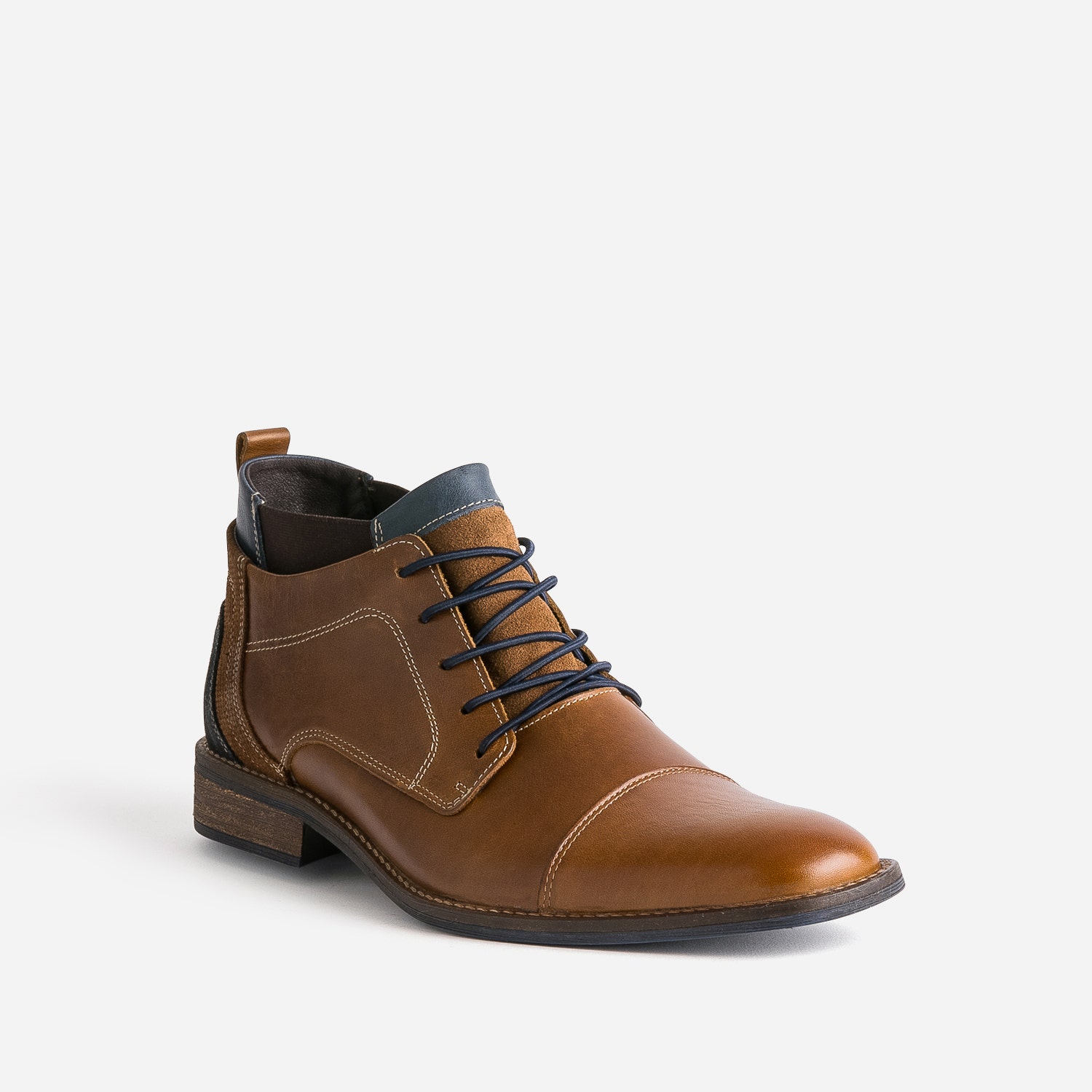 Derby cognac en cuir avec élastiques